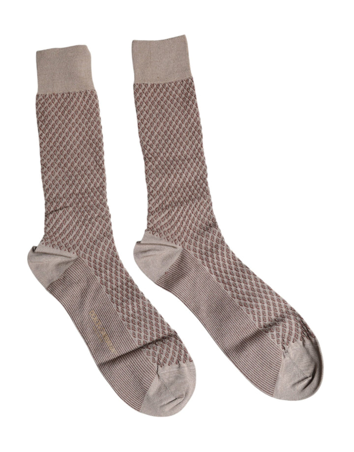 Dolce &amp; Gabbana – Wadenlange Herrensocken mit einfarbigem DG-Logo in Braun