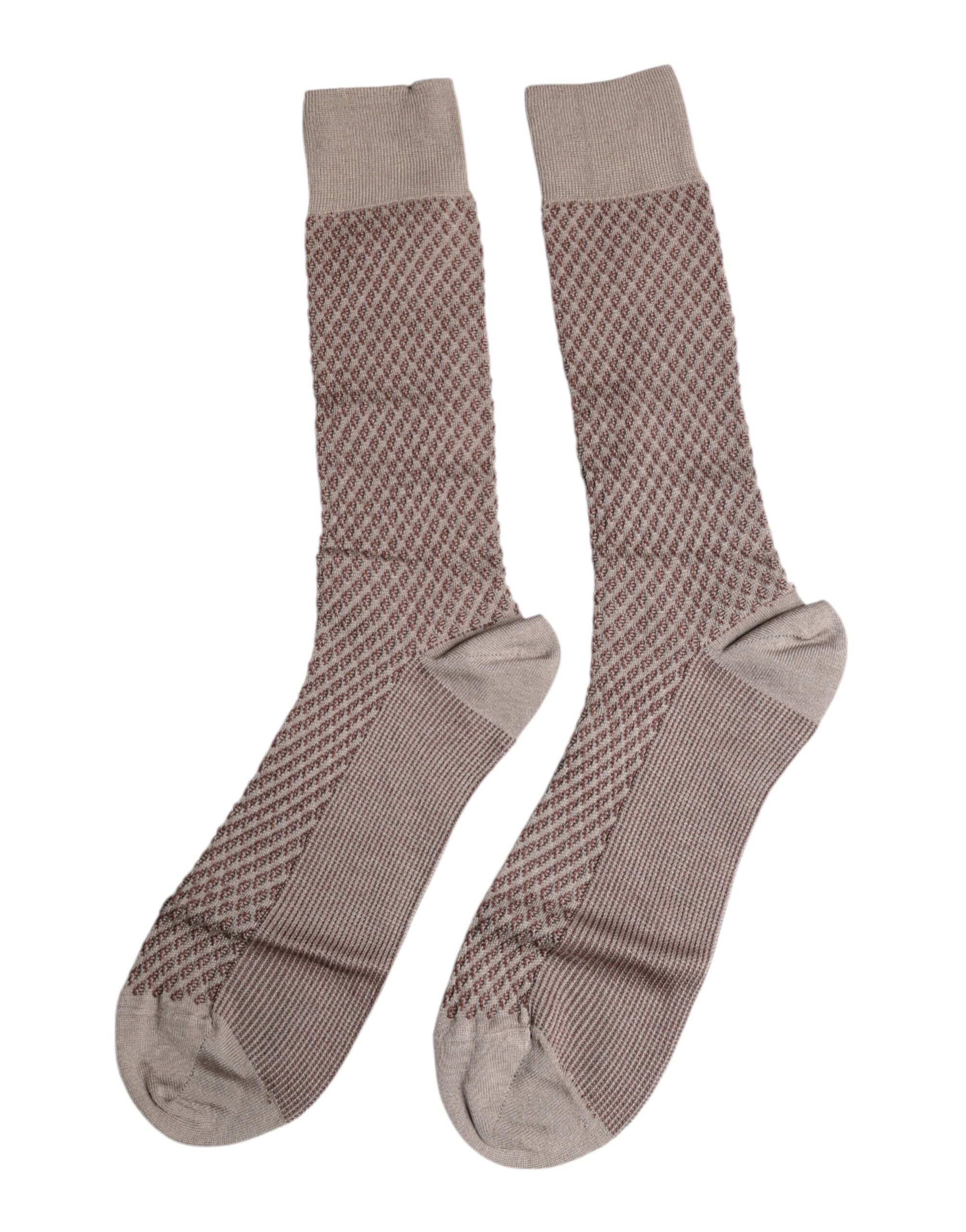 Dolce &amp; Gabbana – Wadenlange Herrensocken mit einfarbigem DG-Logo in Braun