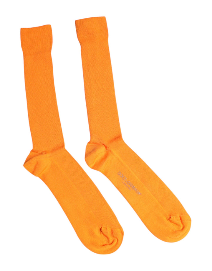 Dolce &amp; Gabbana – Wadensocken aus orangefarbener Baumwolle mit Logo