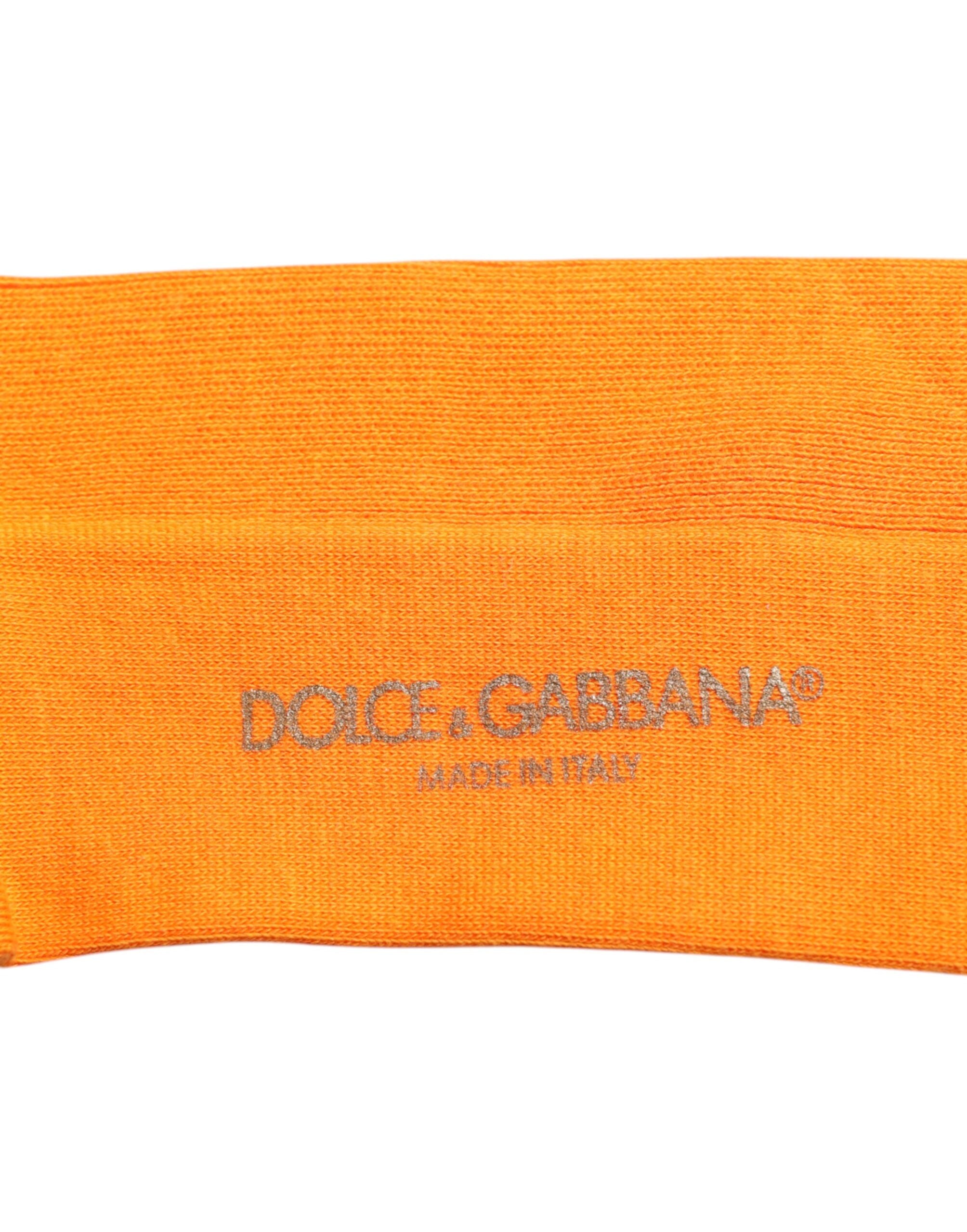 Dolce &amp; Gabbana – Wadensocken aus orangefarbener Baumwolle mit Logo