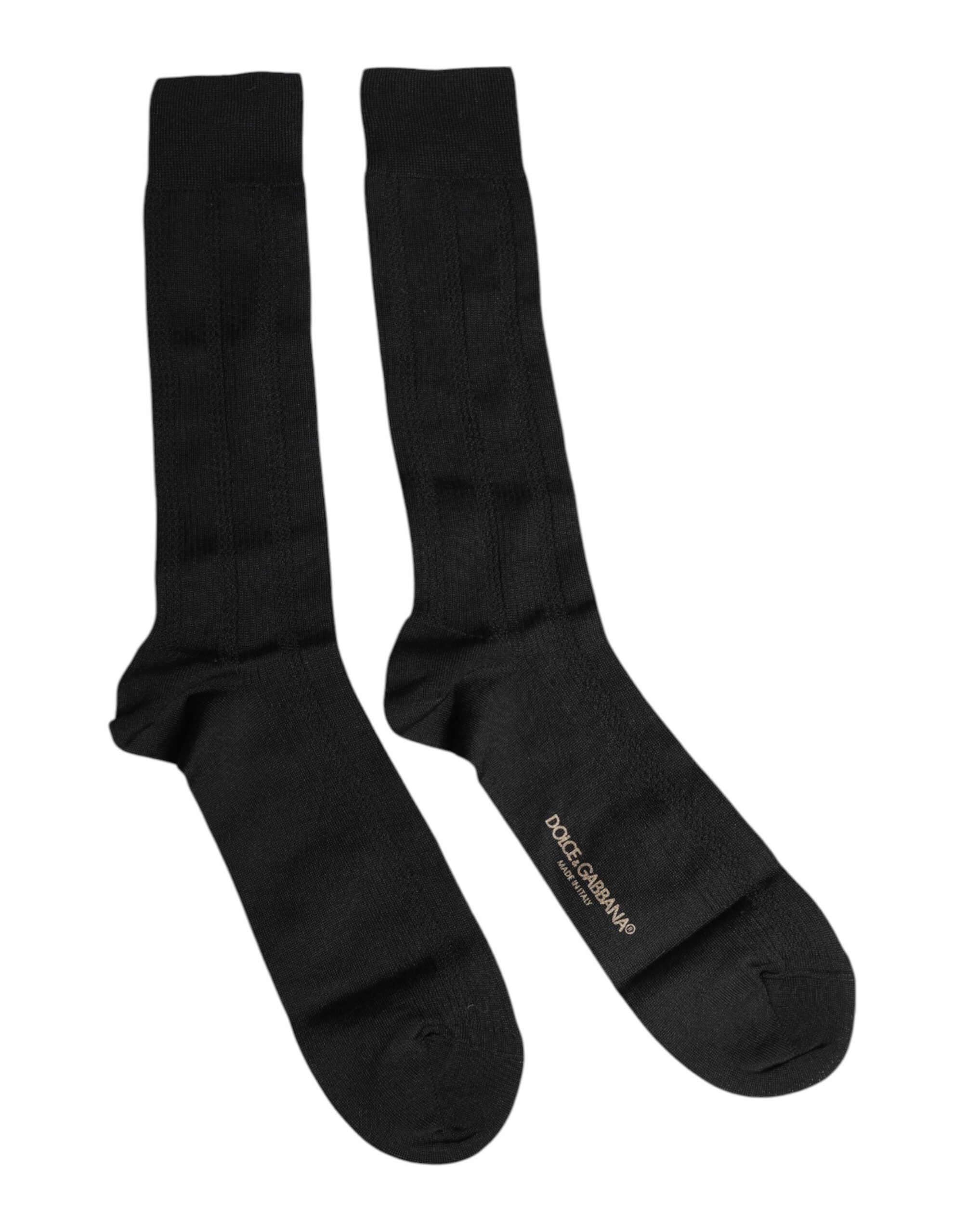 Dolce &amp; Gabbana – Wadenlange Herrensocken mit Stretch-Logo in Schwarz