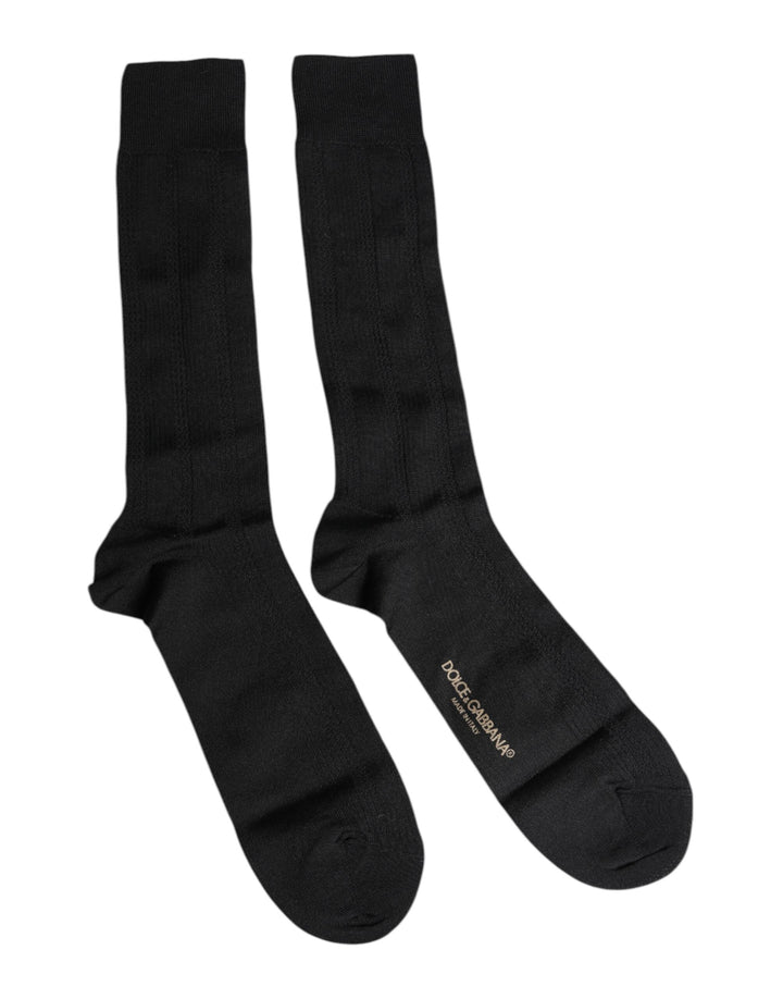 Dolce &amp; Gabbana – Wadenlange Herrensocken mit Stretch-Logo in Schwarz