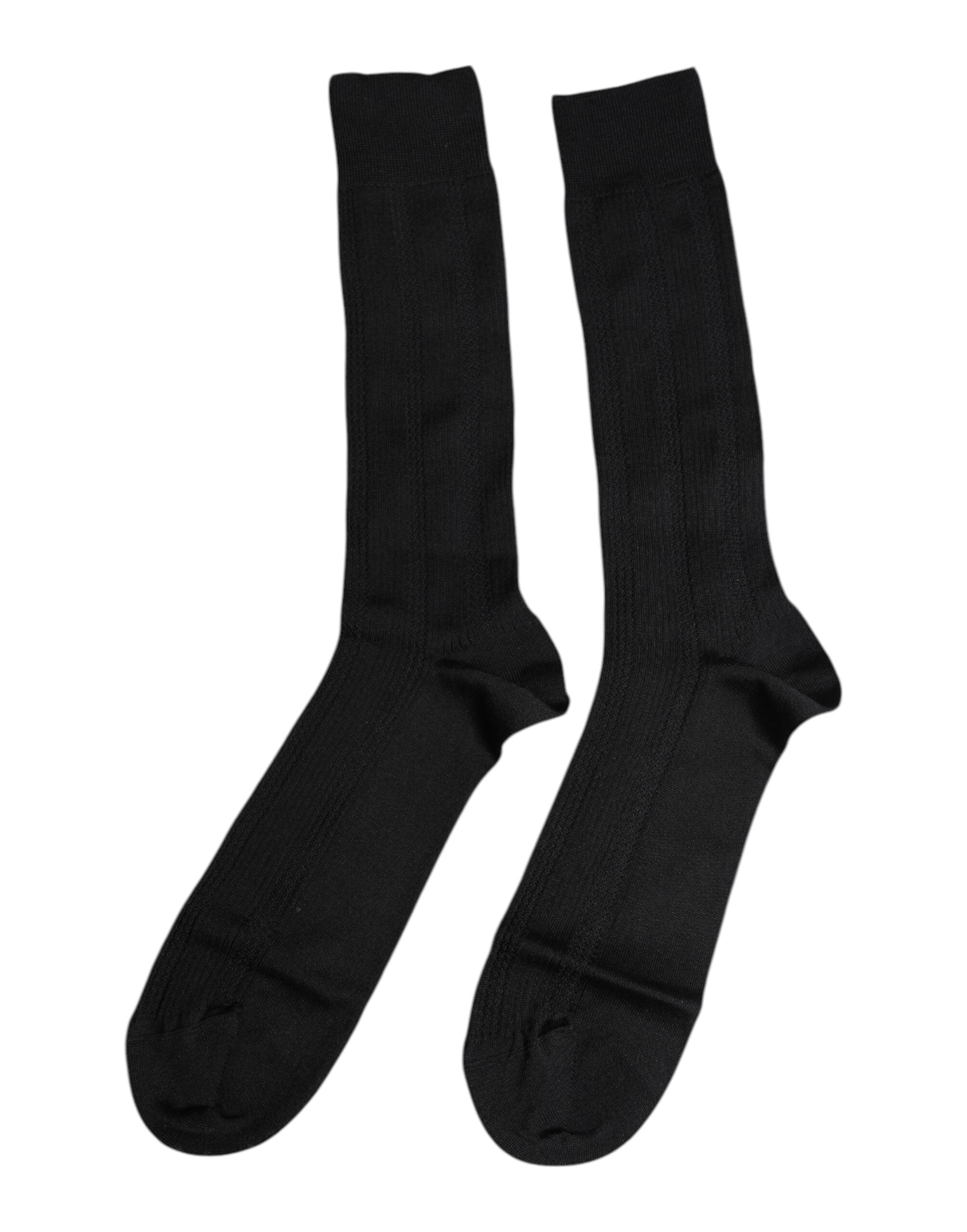 Dolce &amp; Gabbana – Wadenlange Herrensocken mit Stretch-Logo in Schwarz