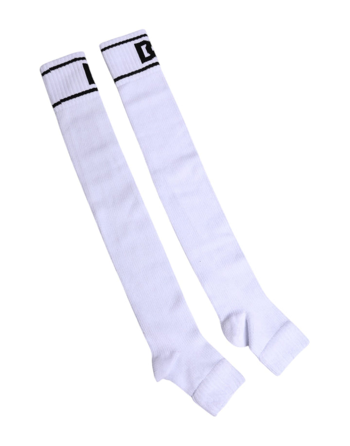 Dolce &amp; Gabbana – Weiße Socken aus Baumwolle mit offenem Zehenbereich und DG-Logo-Print