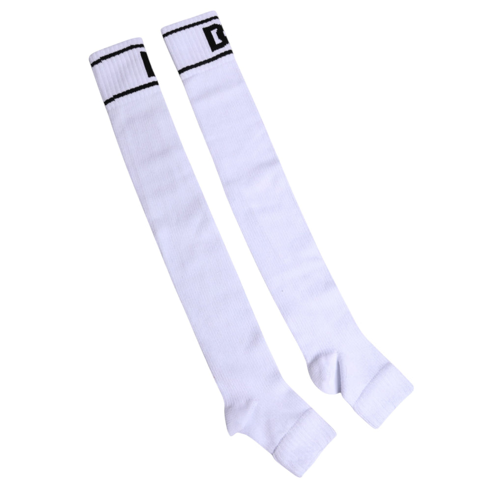 Dolce &amp; Gabbana – Weiße Socken aus Baumwolle mit offenem Zehenbereich und DG-Logo-Print