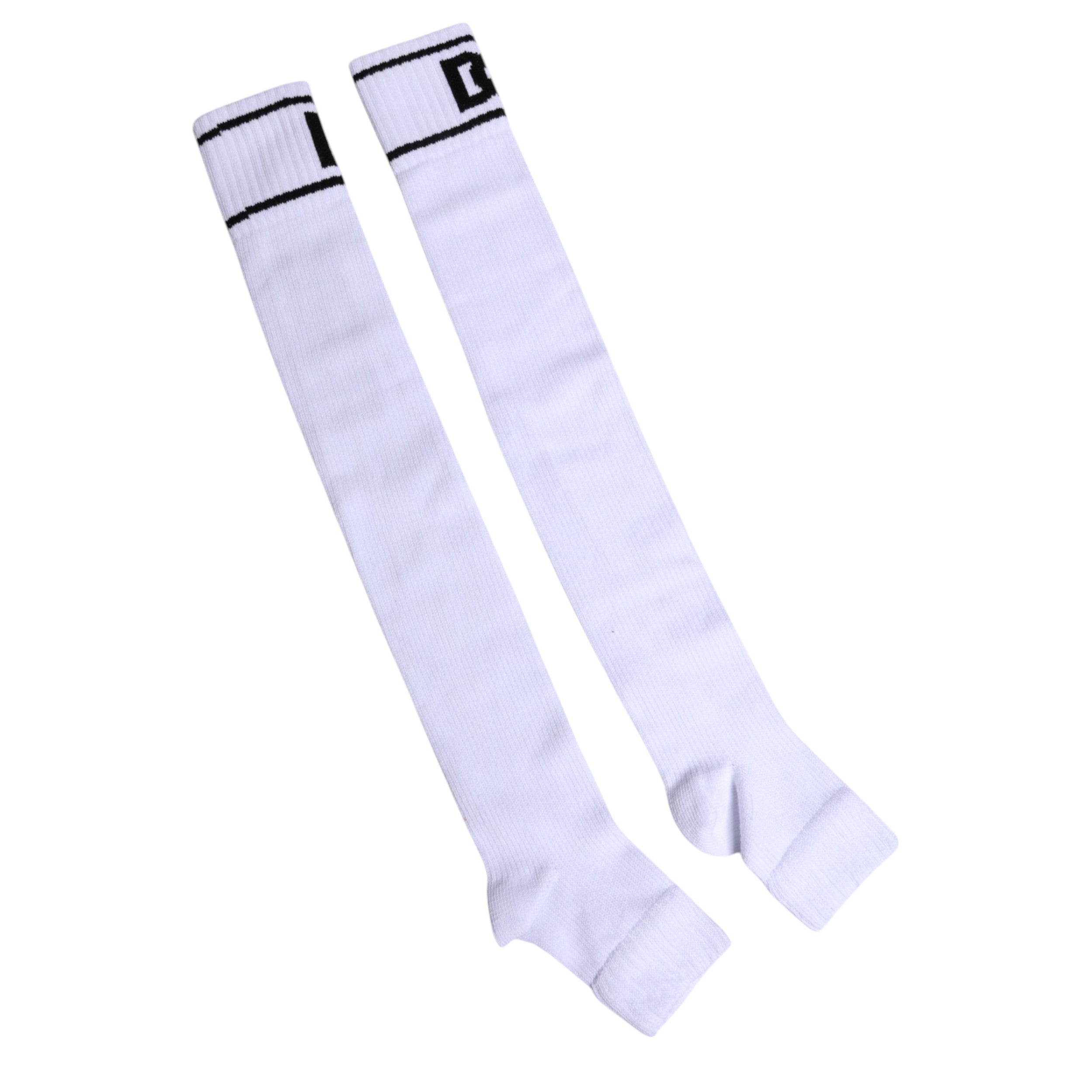 Dolce &amp; Gabbana – Weiße Socken aus Baumwolle mit offenem Zehenbereich und DG-Logo-Print