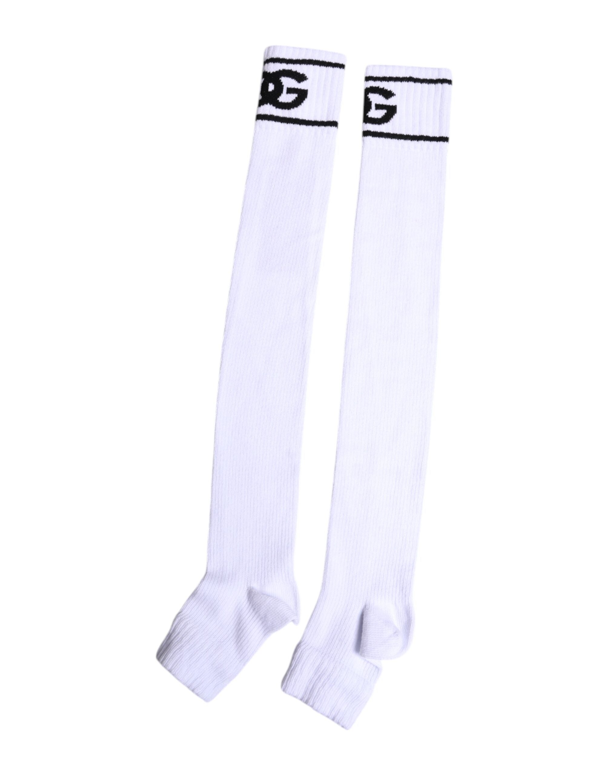 Dolce &amp; Gabbana – Weiße Socken aus Baumwolle mit offenem Zehenbereich und DG-Logo-Print