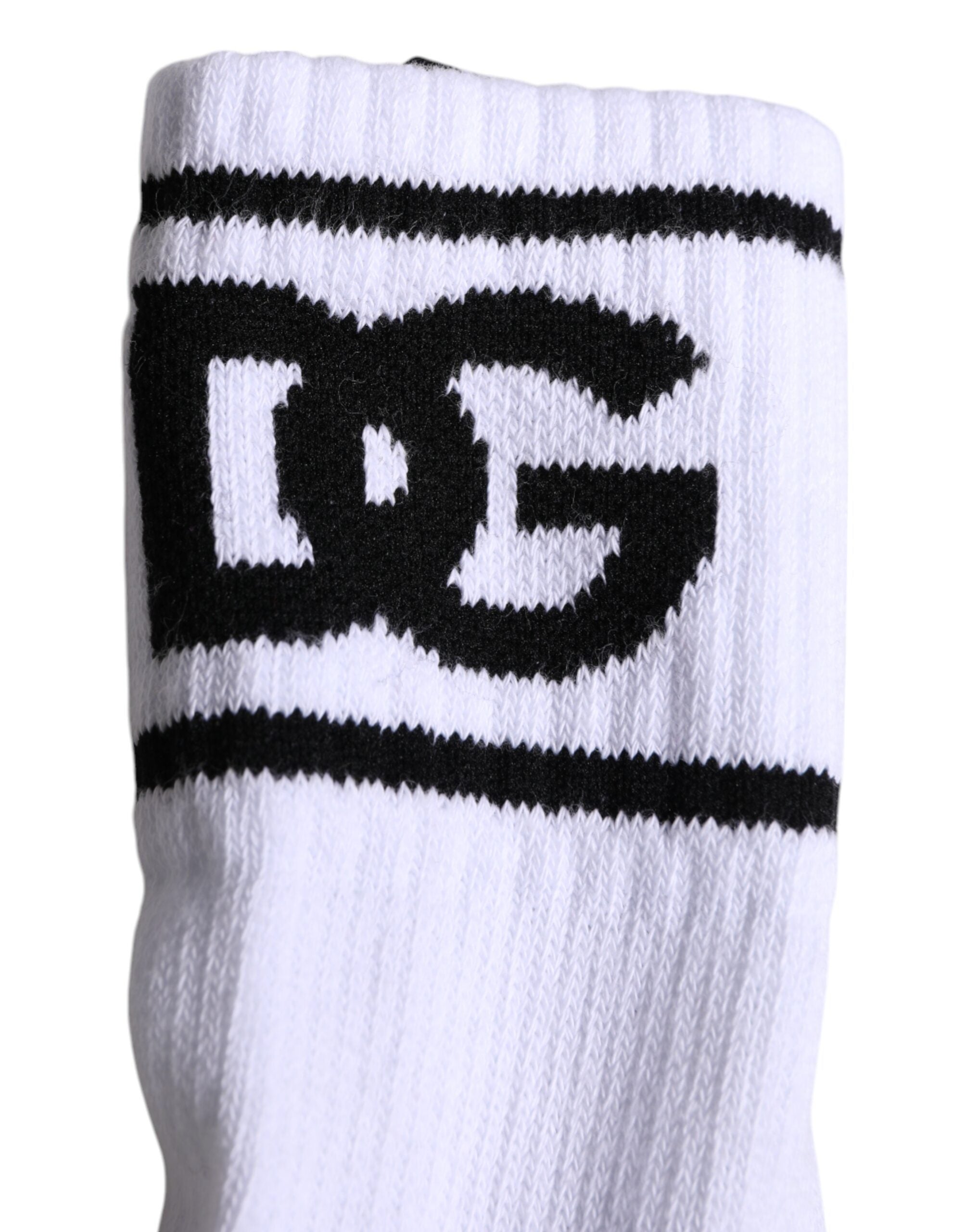 Dolce &amp; Gabbana – Weiße Socken aus Baumwolle mit offenem Zehenbereich und DG-Logo-Print
