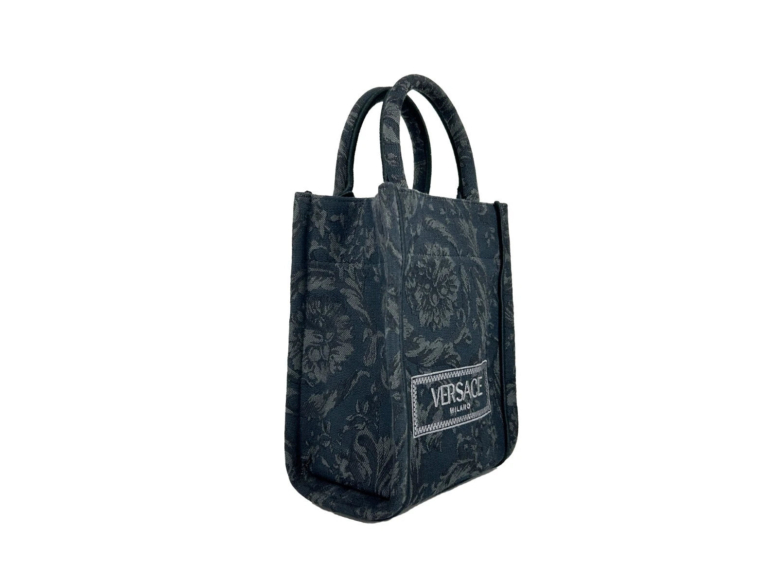 Versace Athena Barocco Mini Top Handle Tote Umhängetasche Schwarz