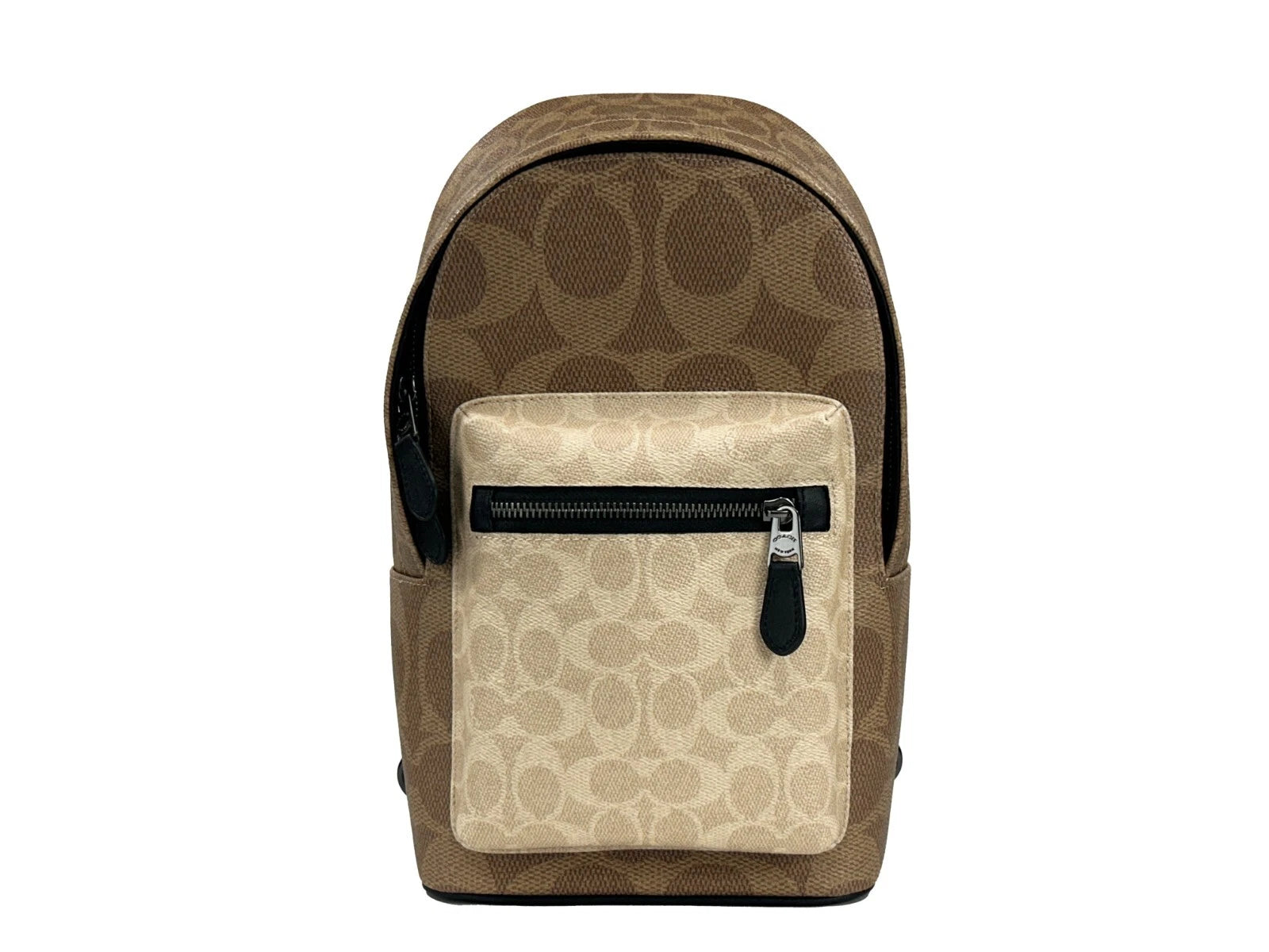 COACH West Color Block Leder Sling Pack Rucksack Tasche Sand