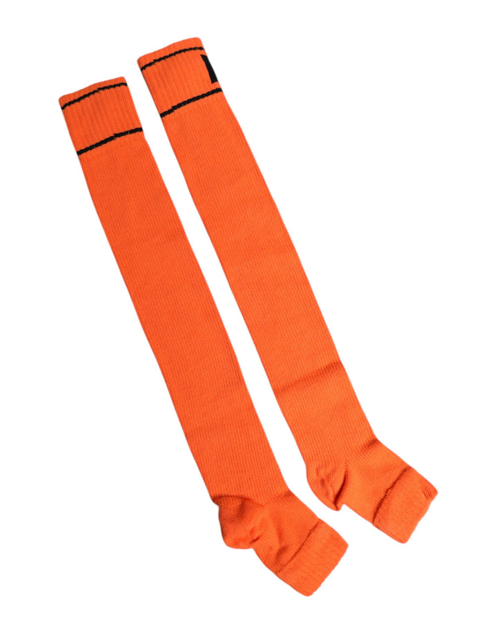 Dolce &amp; Gabbana – Orangefarbene Socken aus Baumwolle mit offenem Zehenbereich und DG-Logo-Print