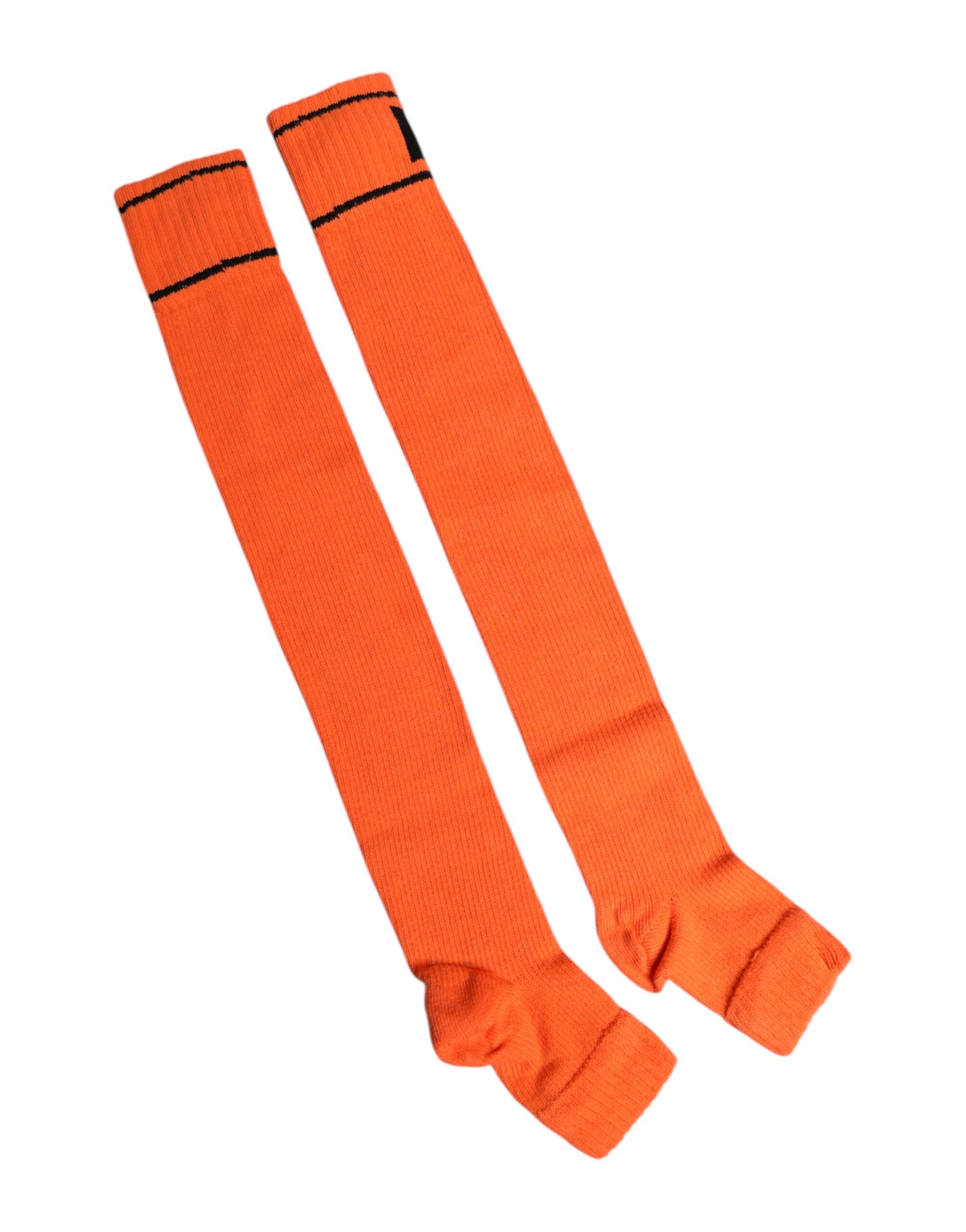 Dolce &amp; Gabbana – Orangefarbene Socken aus Baumwolle mit offenem Zehenbereich und DG-Logo-Print