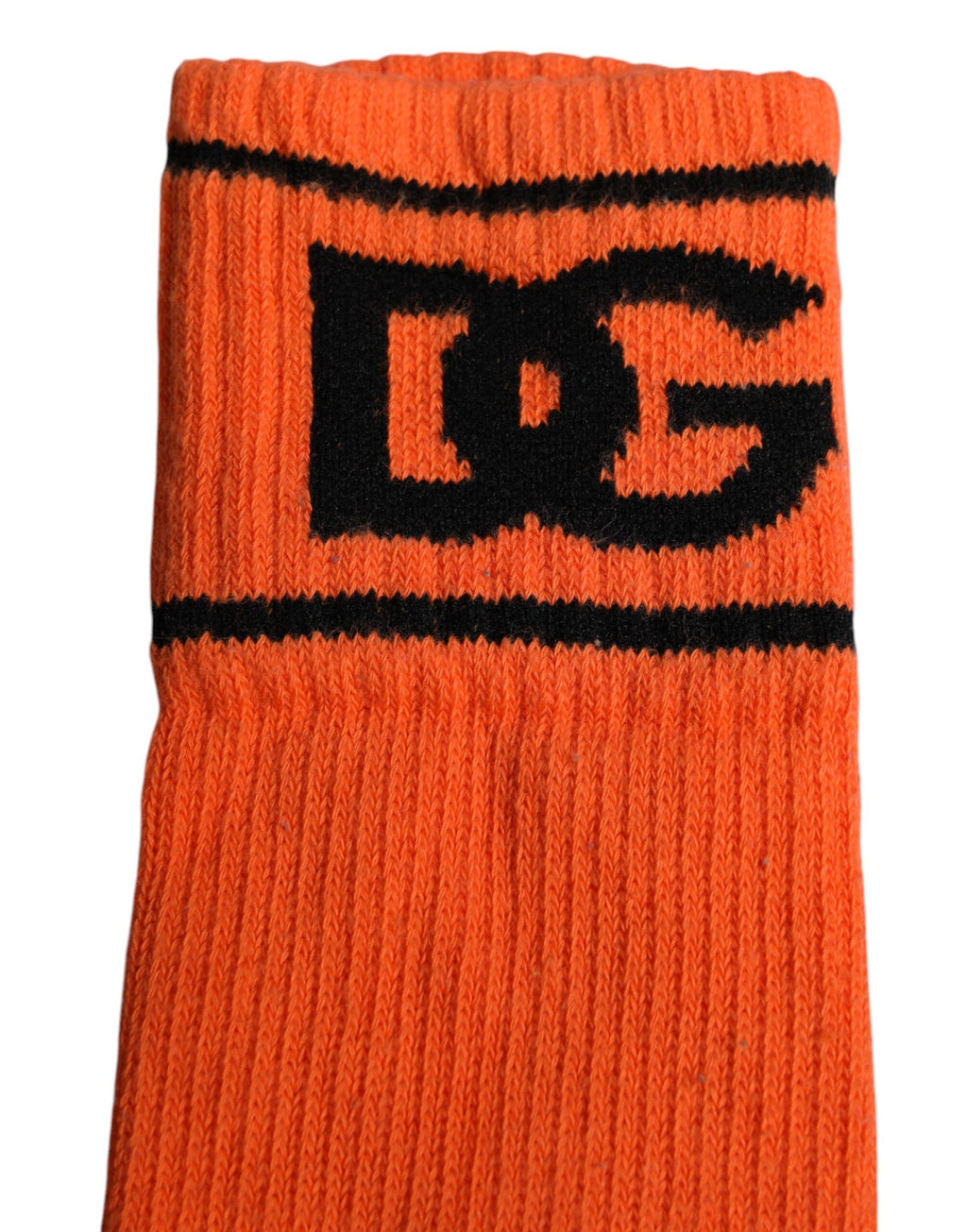 Dolce &amp; Gabbana – Orangefarbene Socken aus Baumwolle mit offenem Zehenbereich und DG-Logo-Print