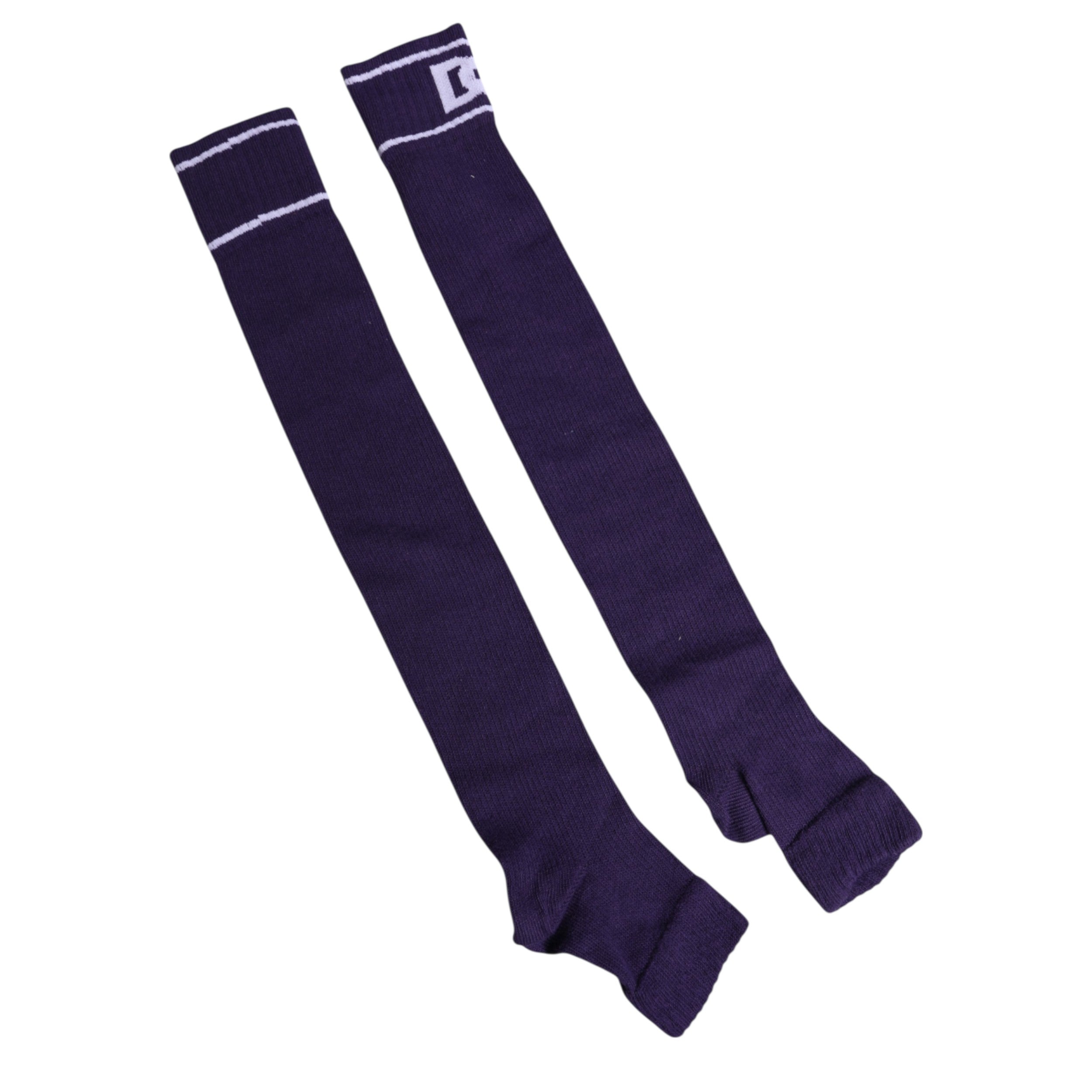 Dolce &amp; Gabbana – Lila Baumwollsocken mit offenem Zehenbereich und DG-Logoprint