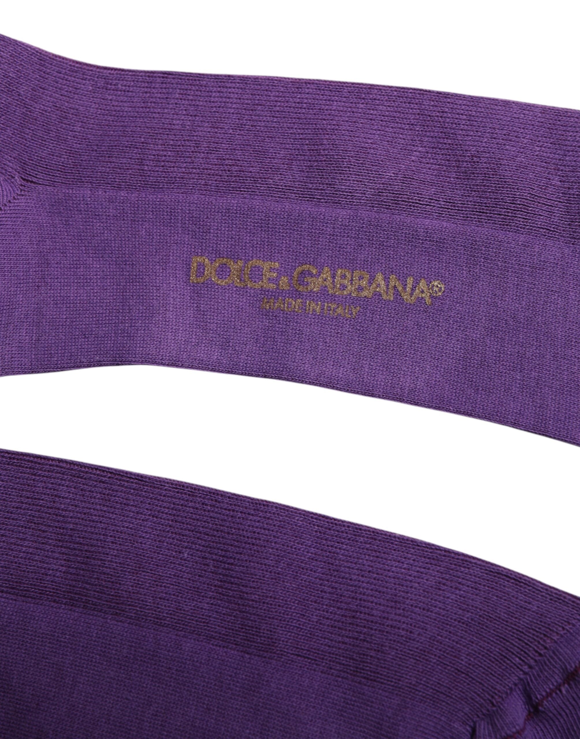 Dolce &amp; Gabbana – Wadensocken aus violetter Baumwolle mit Logo