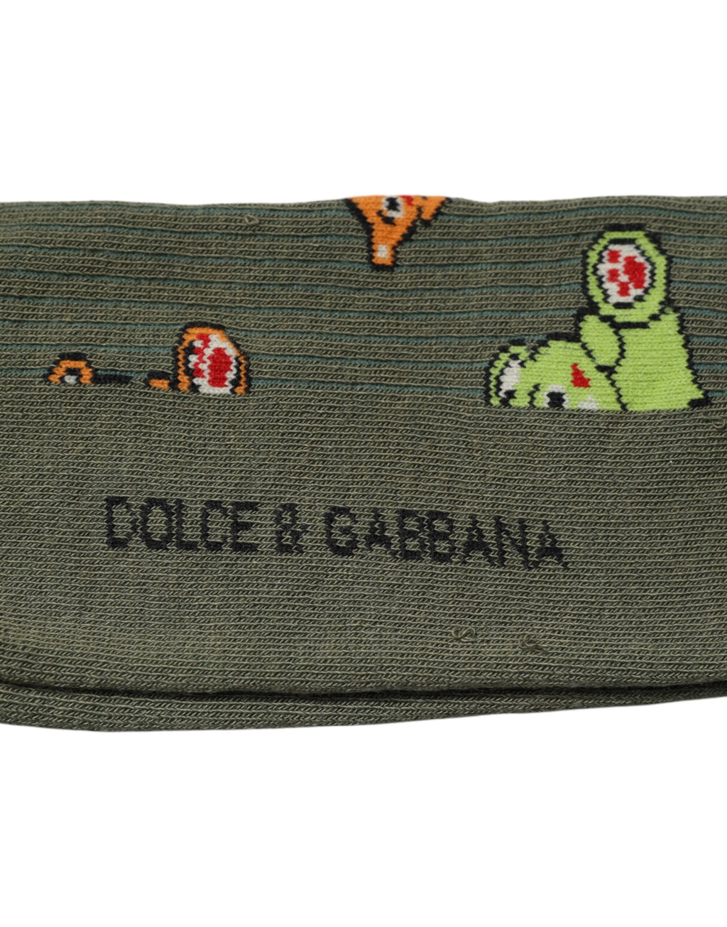 Dolce &amp; Gabbana Grüne Nylonsocken mit DG-Bären-Print, wadenlang