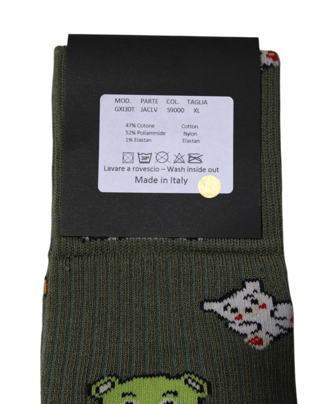Dolce &amp; Gabbana Grüne Nylonsocken mit DG-Bären-Print, wadenlang