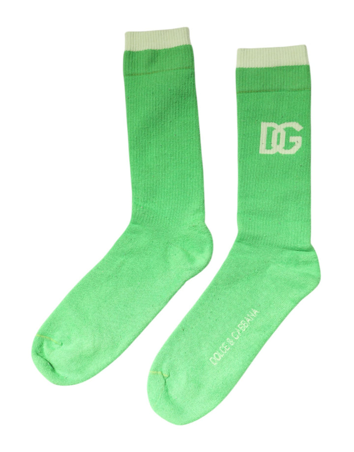Dolce &amp; Gabbana Grüne DG-Logo-Nylon-Socken für Herren in Wadenhöhe
