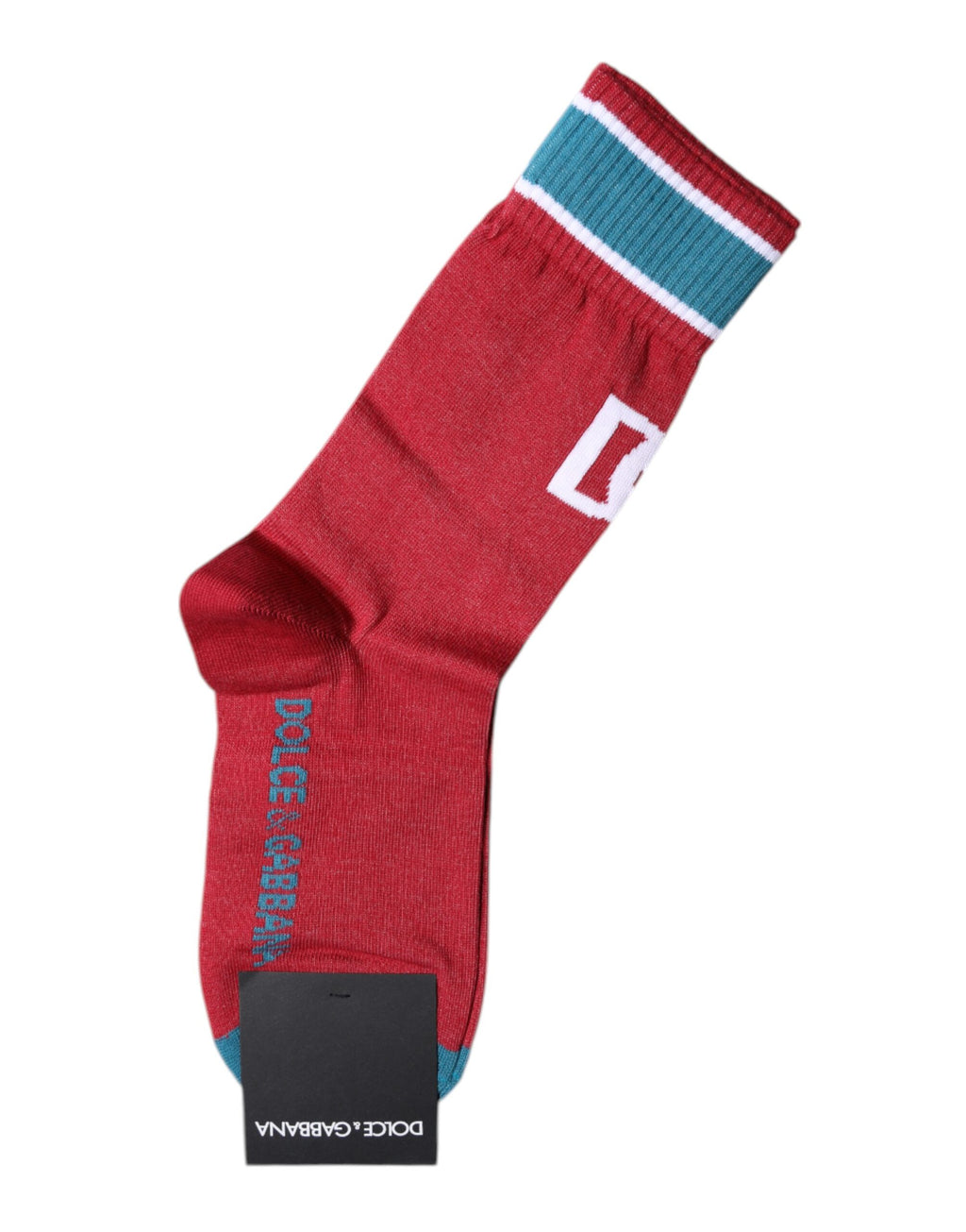 Dolce &amp; Gabbana – Wadenlange Socken aus roter Baumwolle mit DG-Logo-Print