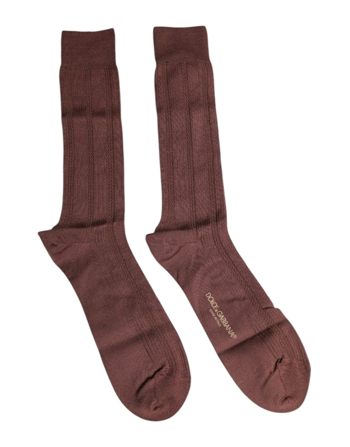Dolce &amp; Gabbana – Wadenlange Socken mit Stretch-Logoprint in Braun