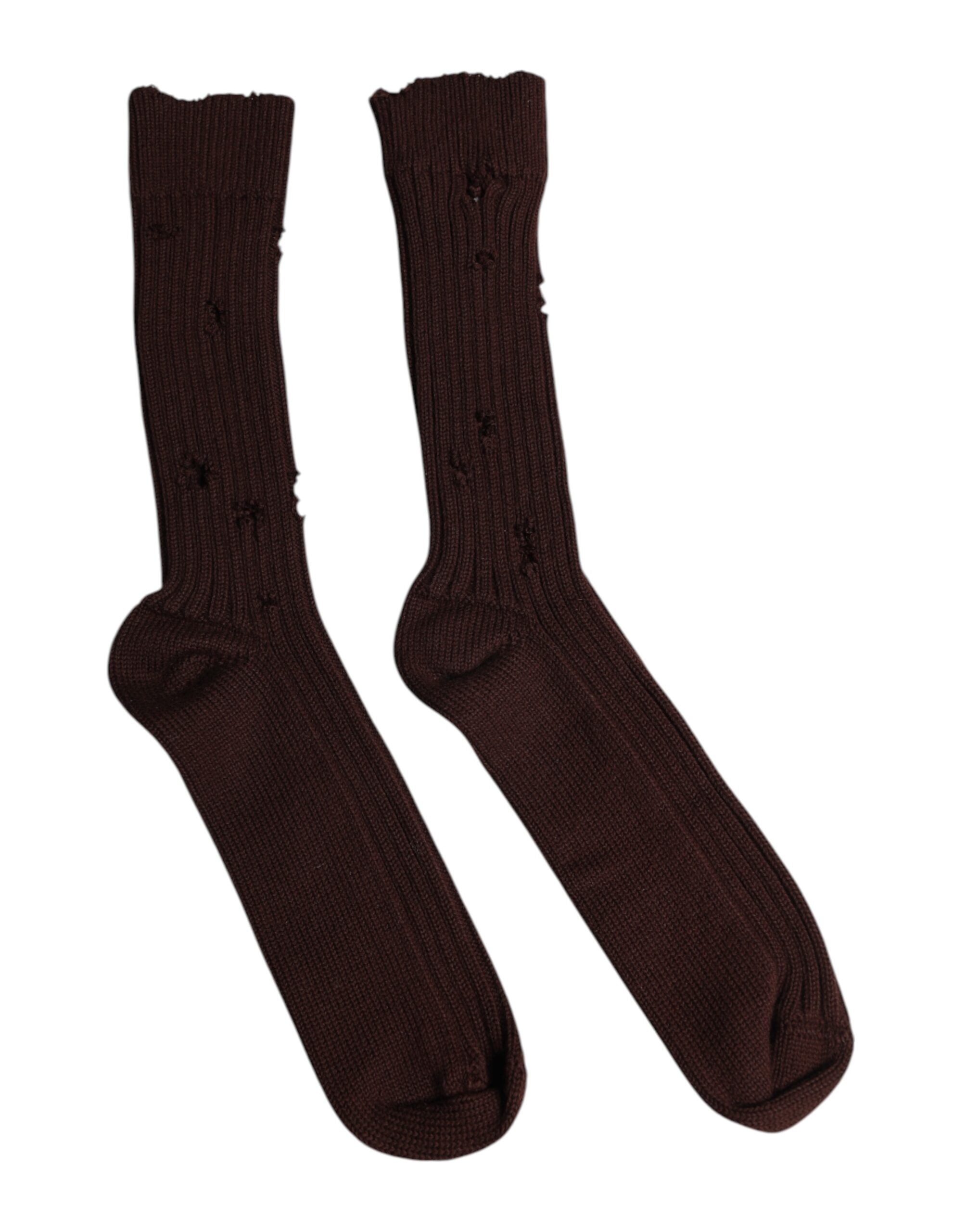 Dolce &amp; Gabbana – Wadenstrümpfe aus brauner Stretch-Baumwolle