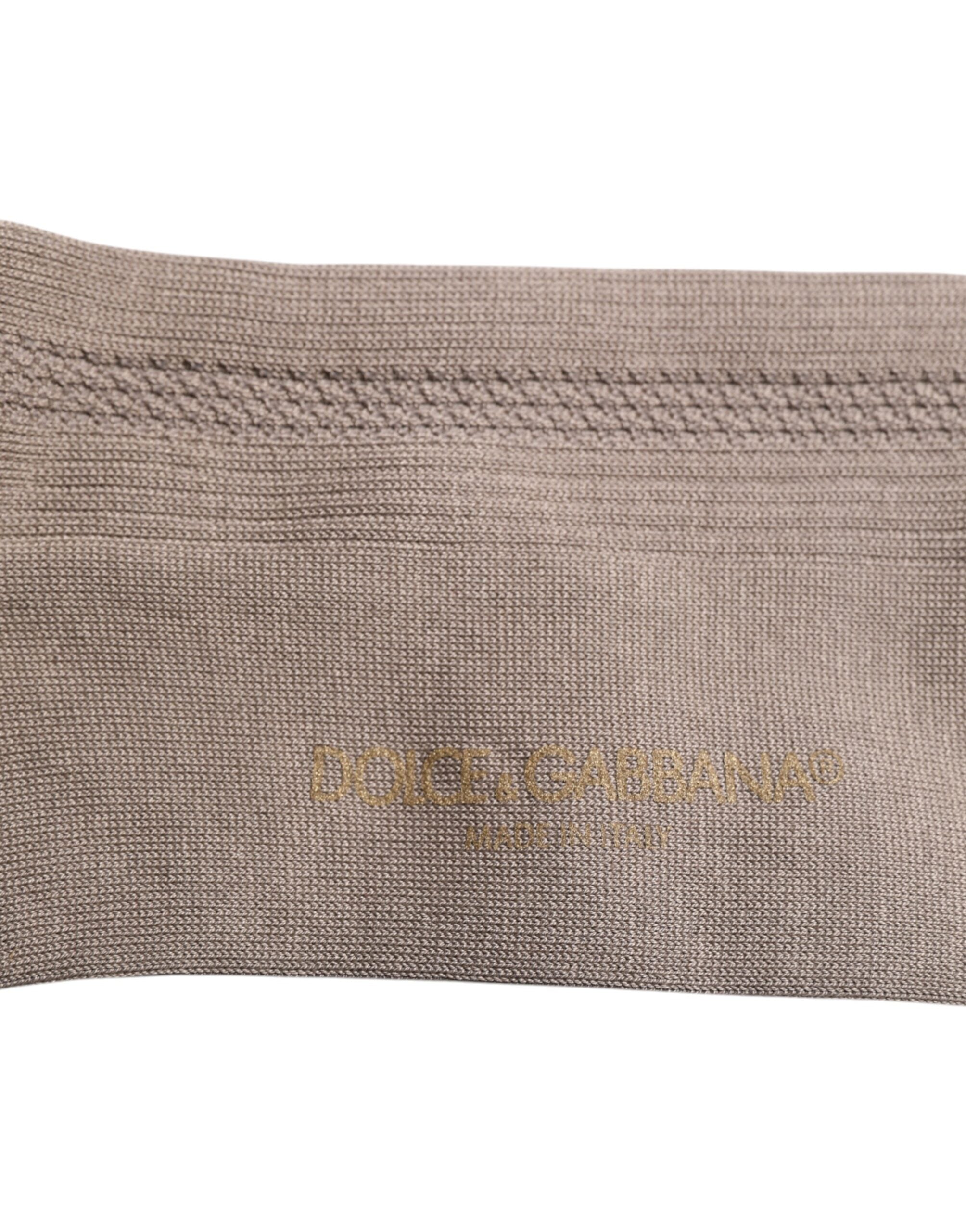 Dolce &amp; Gabbana – Wadenstrümpfe aus brauner Baumwolle mit Logo