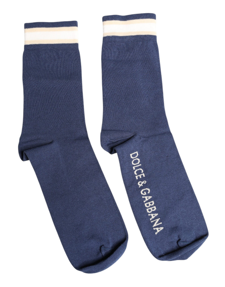 Dolce &amp; Gabbana – Wadenlange Stretch-Socken mit DG-Logo-Print in Blau