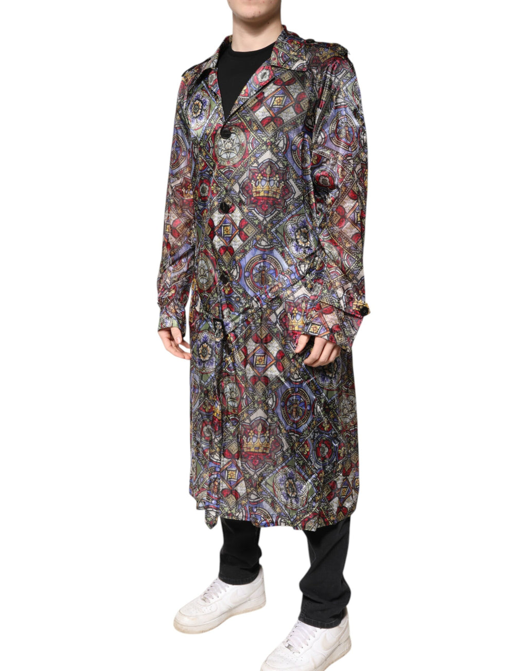 Dolce &amp; Gabbana – Mehrfarbige Trenchcoatjacke mit königlicher Bienenkrone