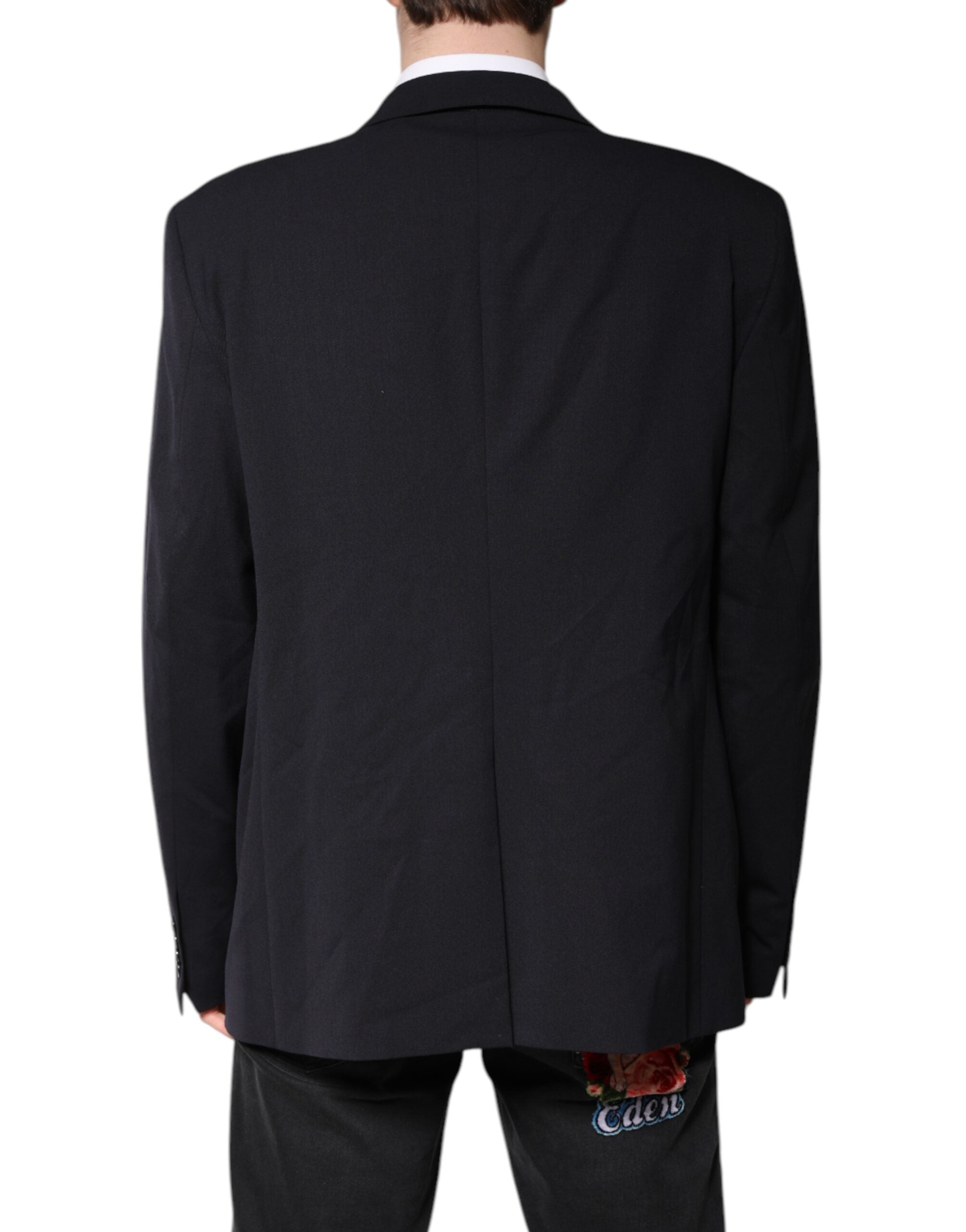 Dolce &amp; Gabbana Dunkelblauer einreihiger Blazer aus Wolle