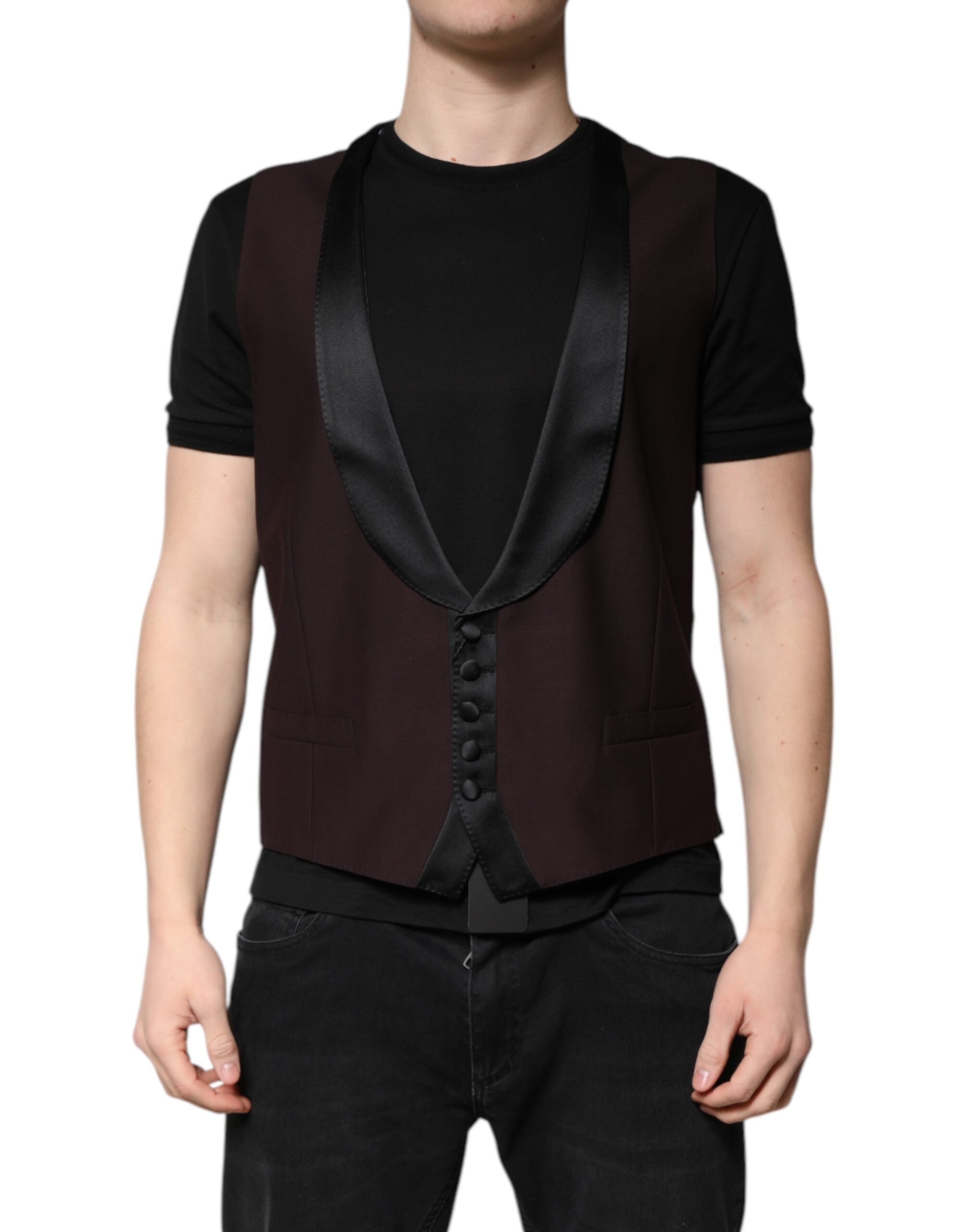 Dolce &amp; Gabbana Kastanienbraune Weste aus Wolle, formelle Weste