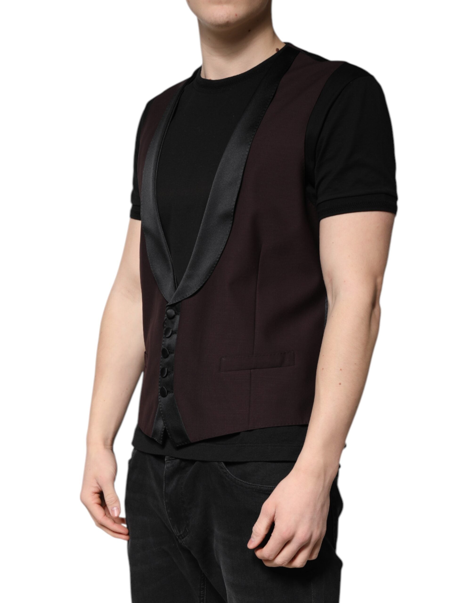 Dolce &amp; Gabbana Kastanienbraune Weste aus Wolle, formelle Weste