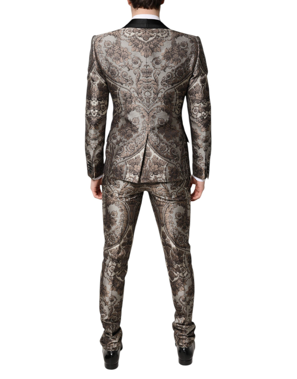 Dolce &amp; Gabbana – Mehrfarbiger, einreihiger, dreiteiliger Jacquard-Anzug