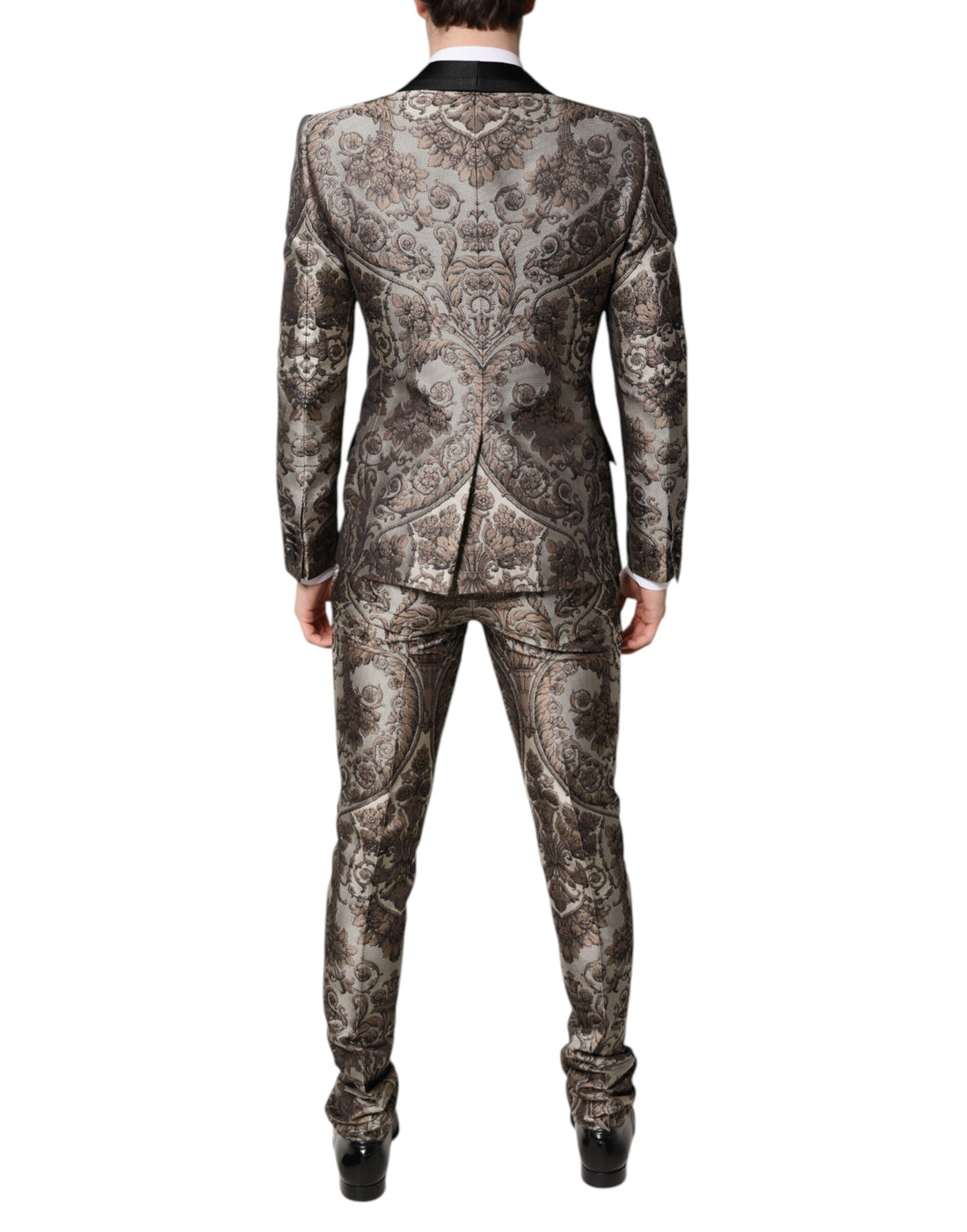 Dolce &amp; Gabbana – Mehrfarbiger, einreihiger, dreiteiliger Jacquard-Anzug
