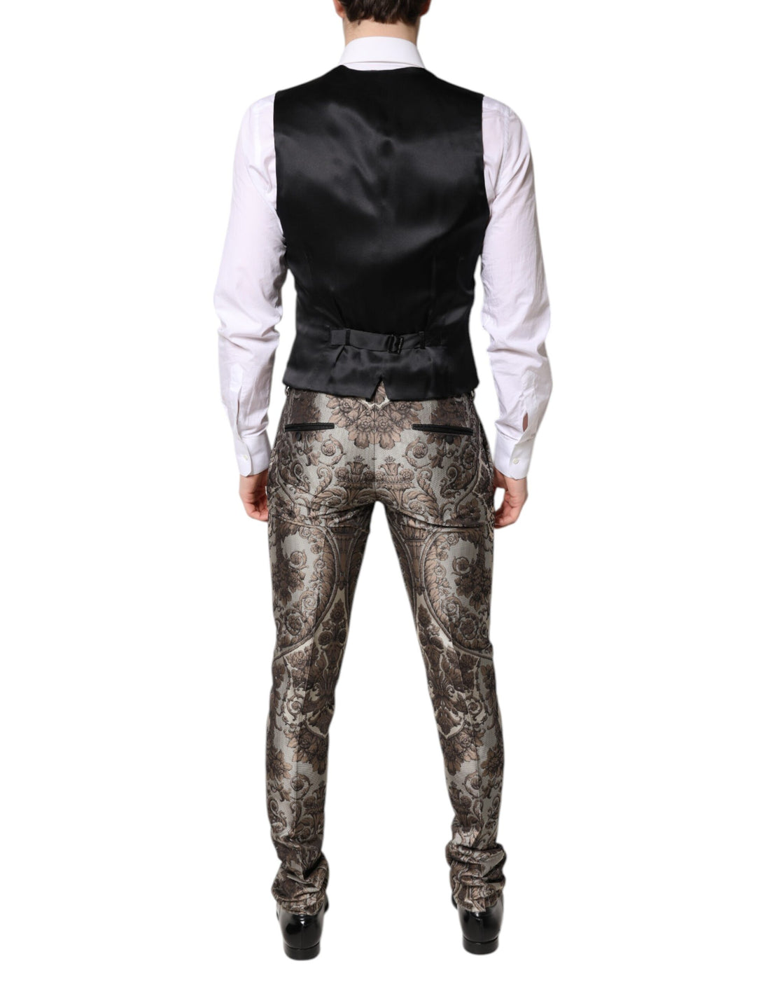 Dolce &amp; Gabbana – Mehrfarbiger, einreihiger, dreiteiliger Jacquard-Anzug