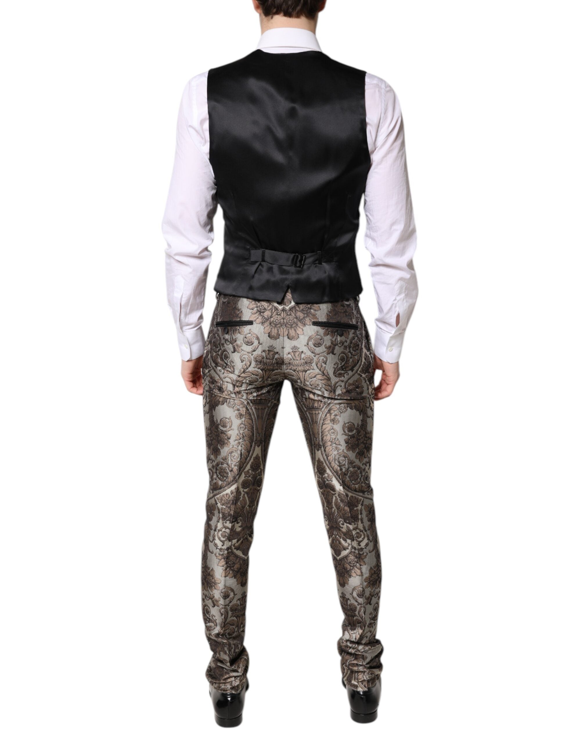 Dolce &amp; Gabbana – Mehrfarbiger, einreihiger, dreiteiliger Jacquard-Anzug