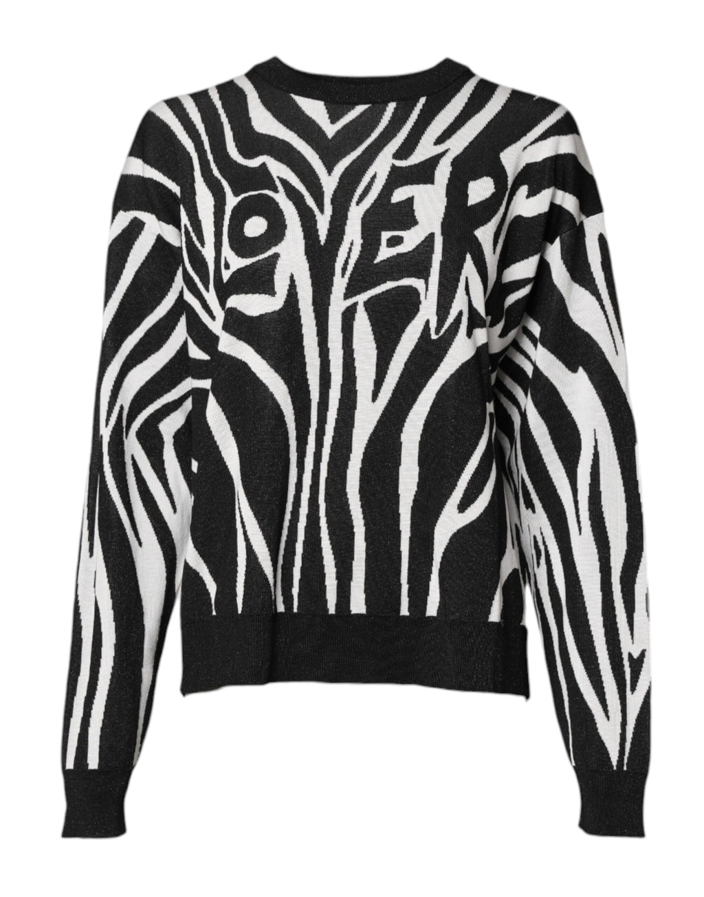 Dolce & Gabbana Black White Print Women Pullover Sweater