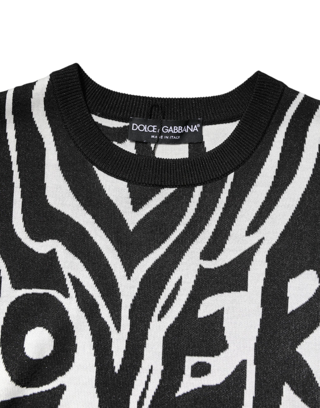 Dolce & Gabbana Black White Print Women Pullover Sweater