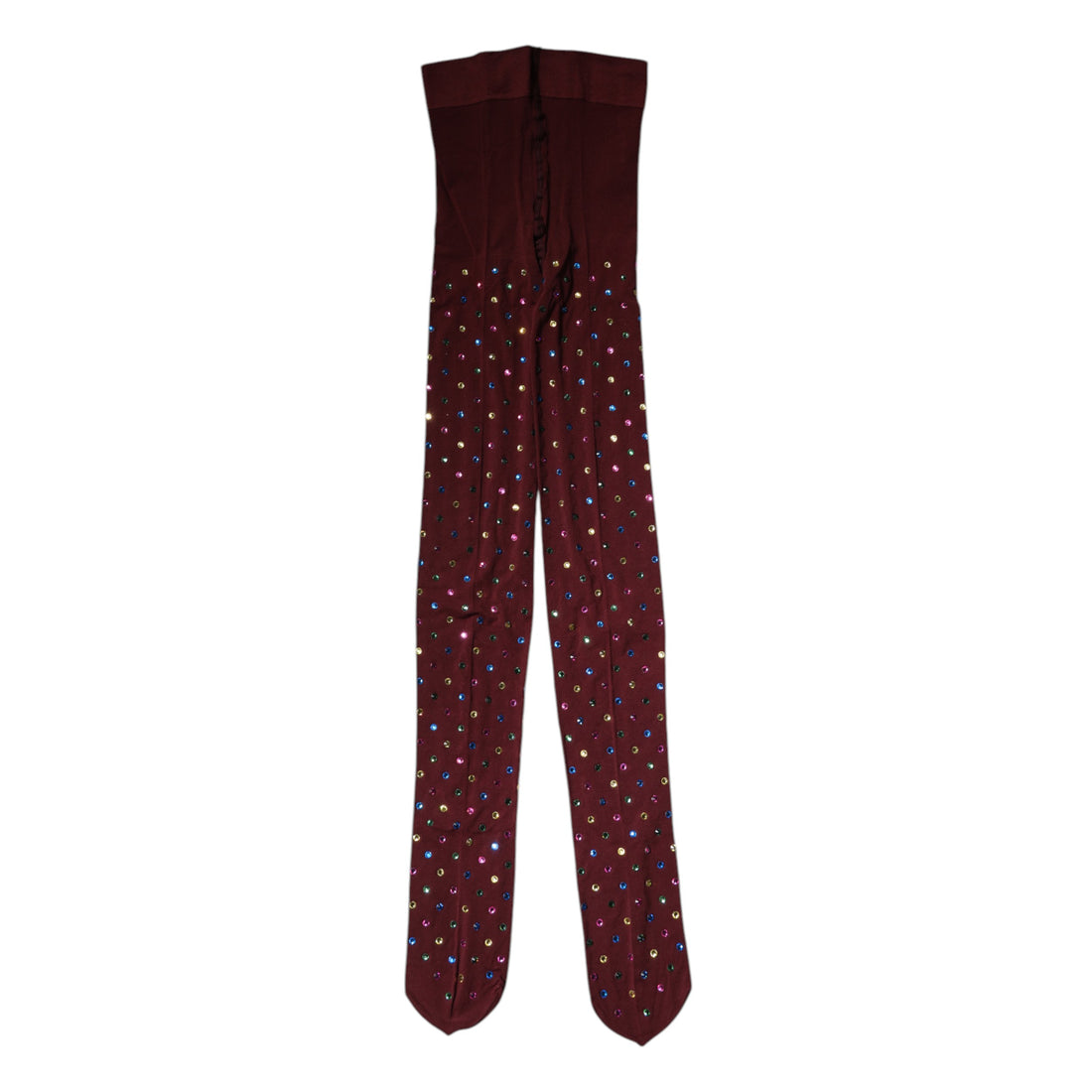Dolce &amp; Gabbana – Kastanienbraune Nylon-Strumpfhose mit Kristallverzierung