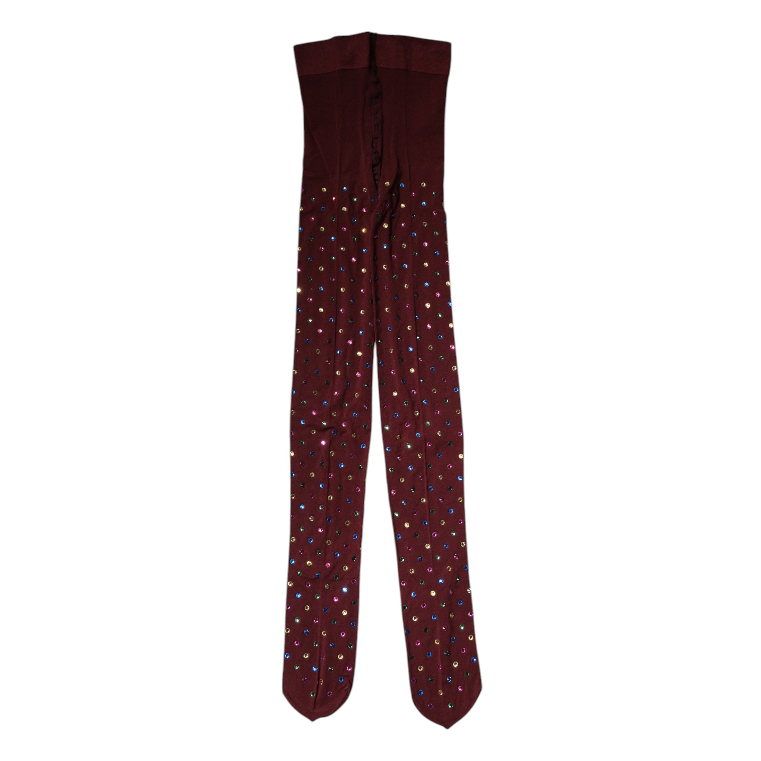 Dolce &amp; Gabbana – Kastanienbraune Nylon-Strumpfhose mit Kristallverzierung