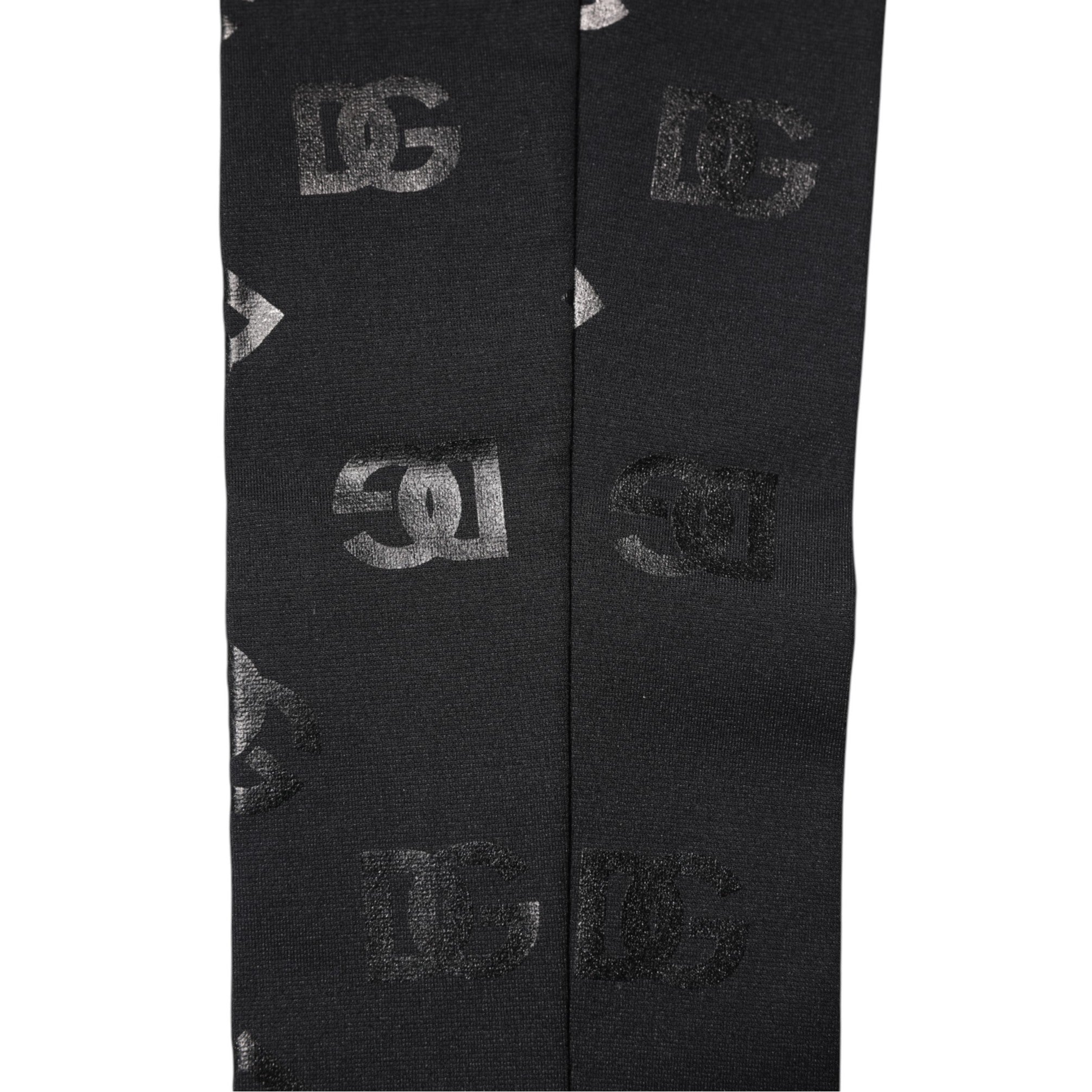 Dolce &amp; Gabbana – Schwarze Stretch-Armstulpen aus Wolle mit DG-Logo und Monogramm