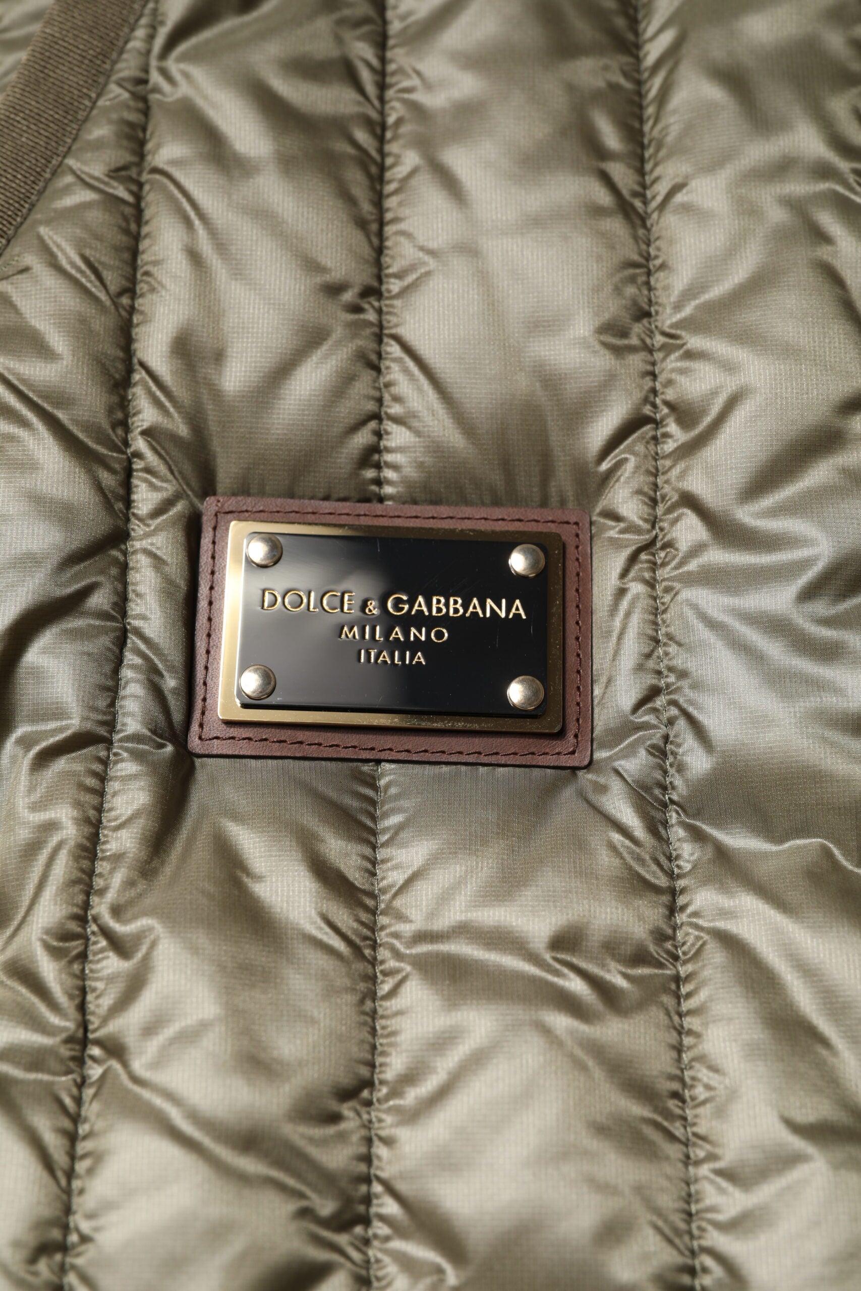 Dolce & Gabbana Brown Logo Plaque Quilted Vest Jacket