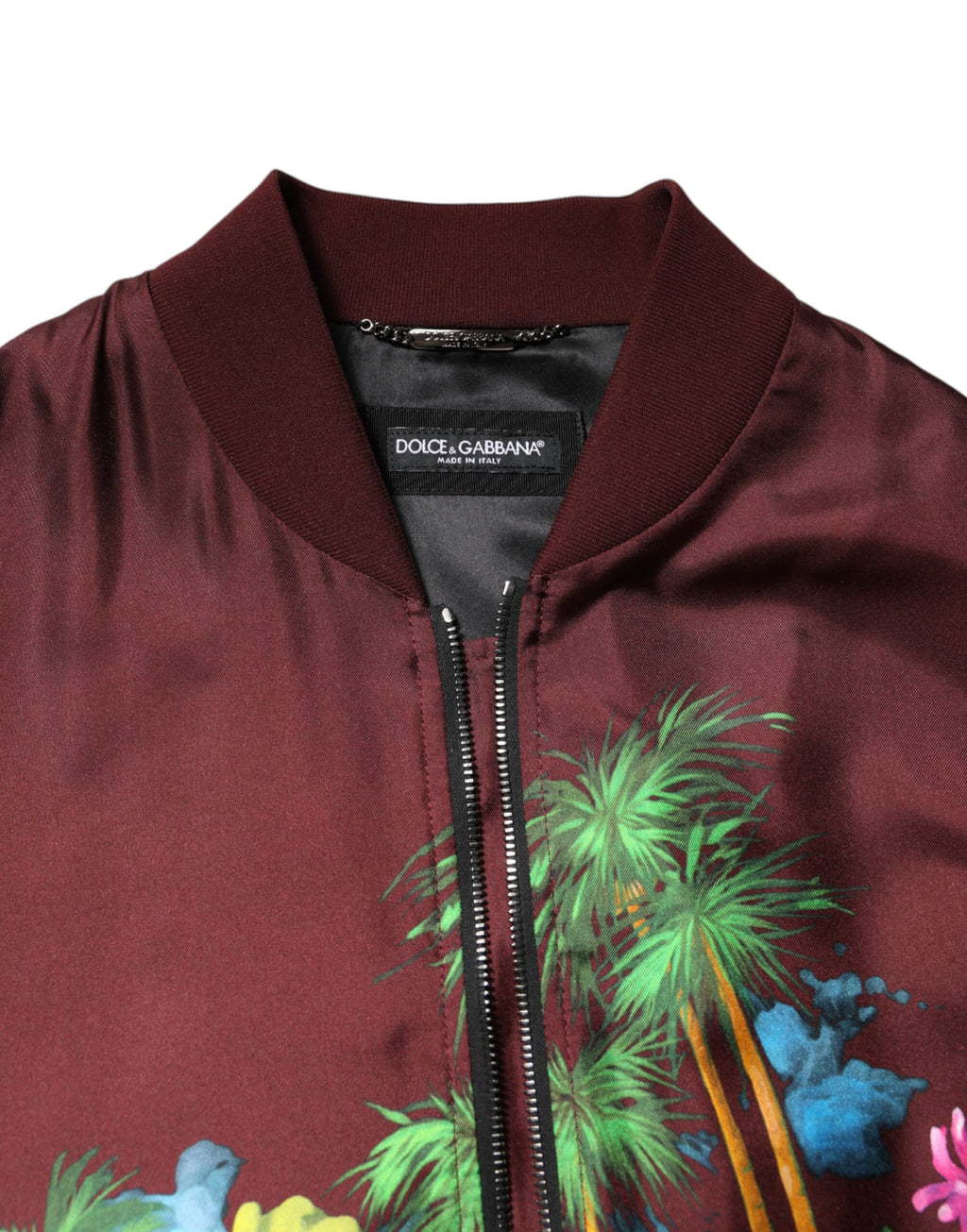 Dolce &amp; Gabbana – Bomberjacke mit durchgehendem Reißverschluss und Blumenmuster in Kastanienbraun