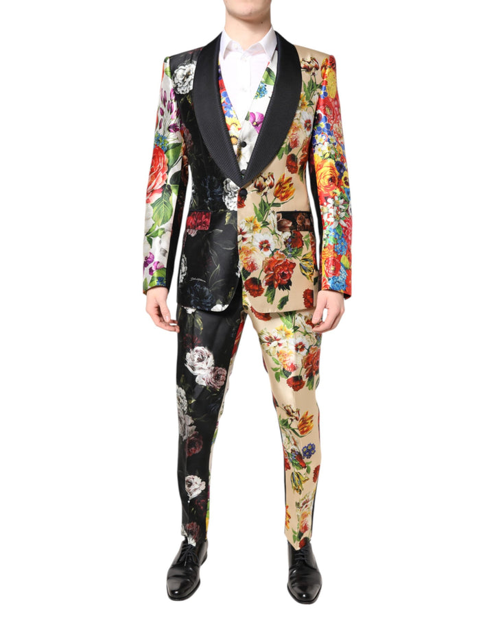 Dolce &amp; Gabbana – Dreiteiliger Anzug „SICILIA“ aus Seide mit mehrfarbigem Blumenmuster