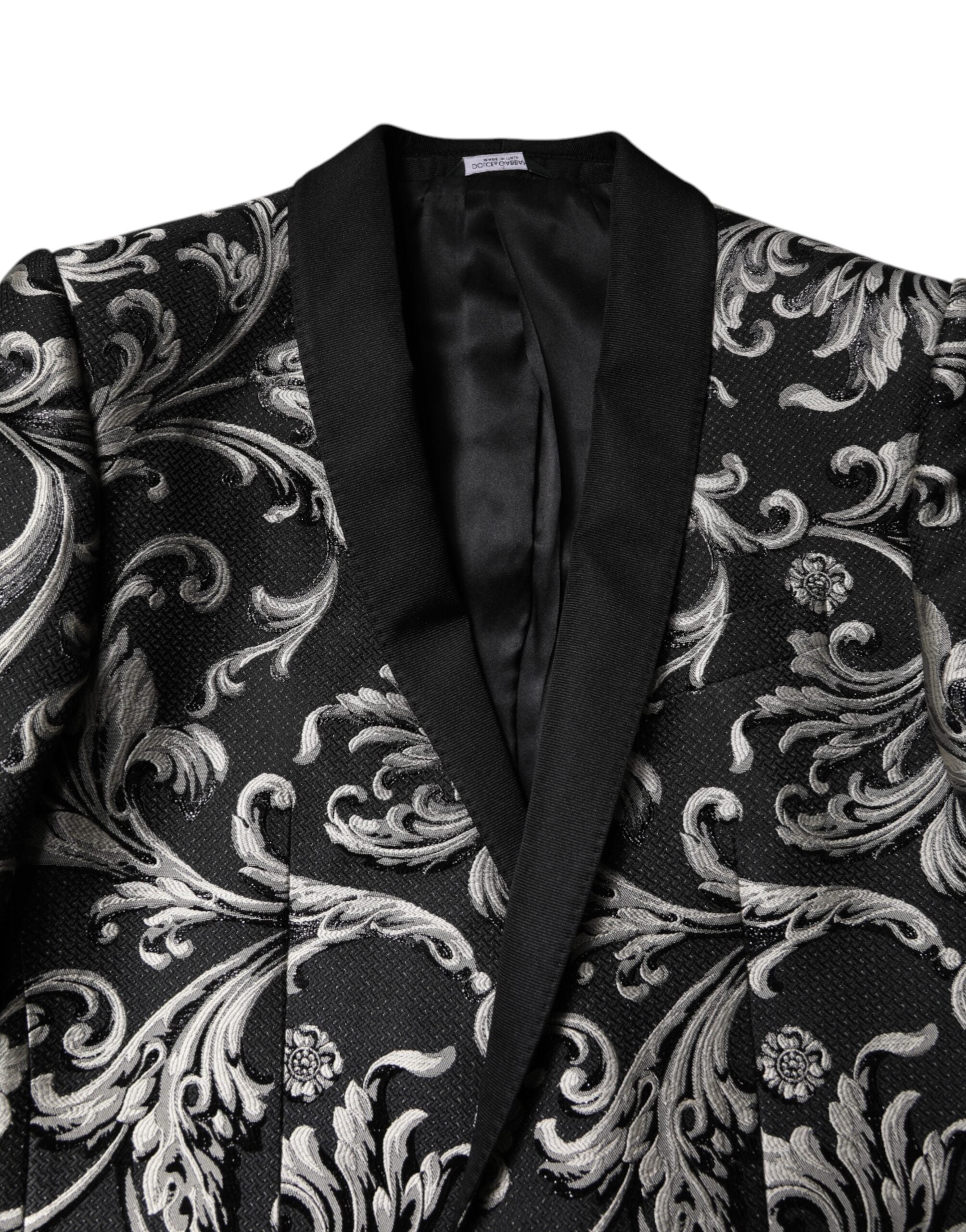 Dolce &amp; Gabbana Schwarz-Grau MARTINI Jacquard Herren 3-teiliger Anzug