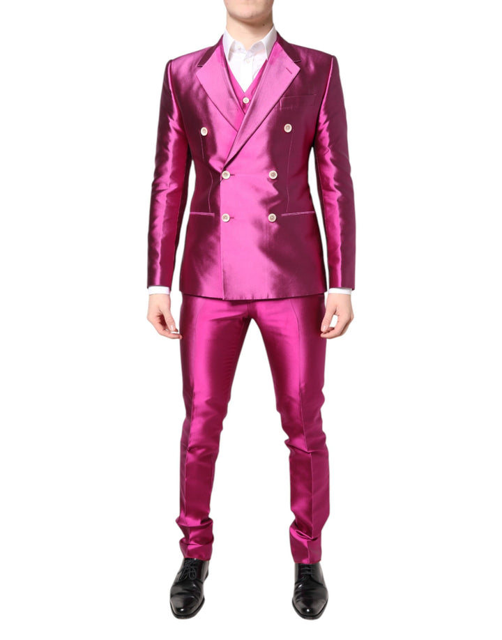 Dolce &amp; Gabbana – Zweireihiger 3-teiliger Anzug „SICILIA“, Pink