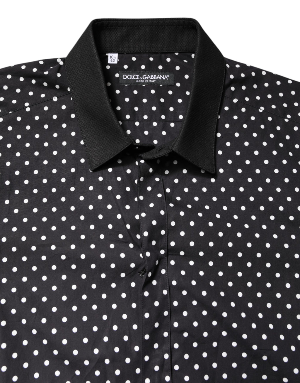 Dolce & Gabbana Black Polka Dot Cotton Formal Dress Shirt