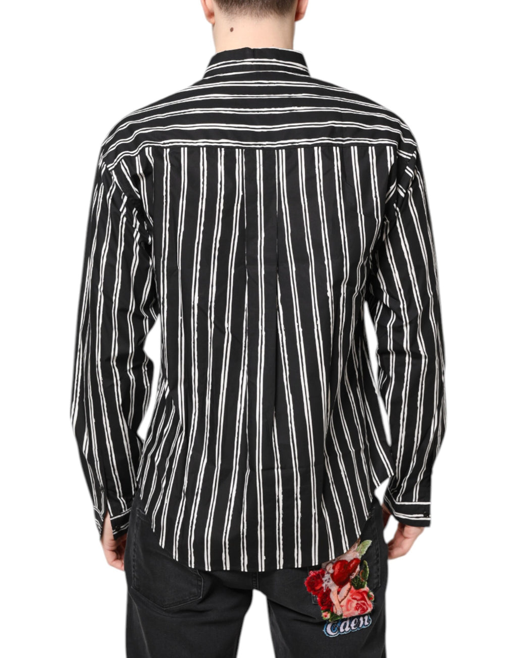 Dolce &amp; Gabbana – Schwarz-weiß gestreiftes Baumwollhemd