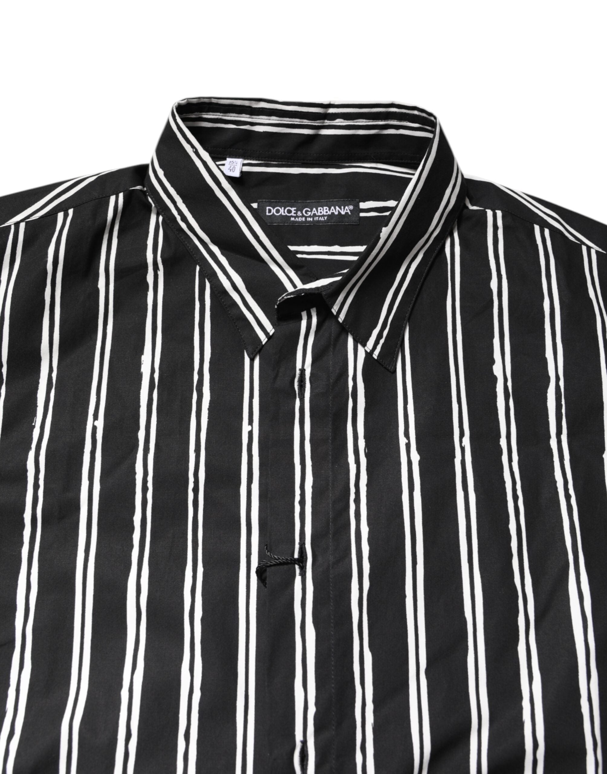 Dolce &amp; Gabbana – Schwarz-weiß gestreiftes Baumwollhemd