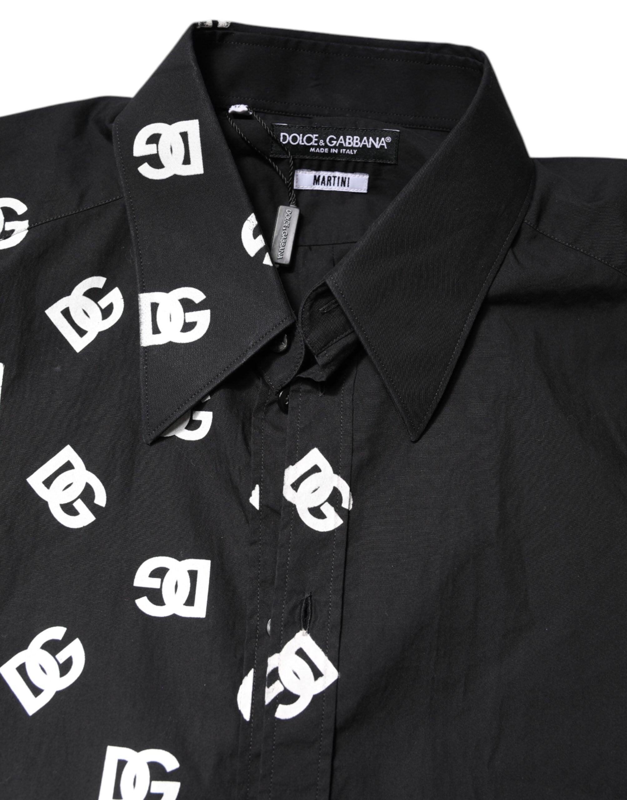 Dolce &amp; Gabbana Schwarzes MARTINI-Oberhemd aus Baumwolle mit DG-Logo