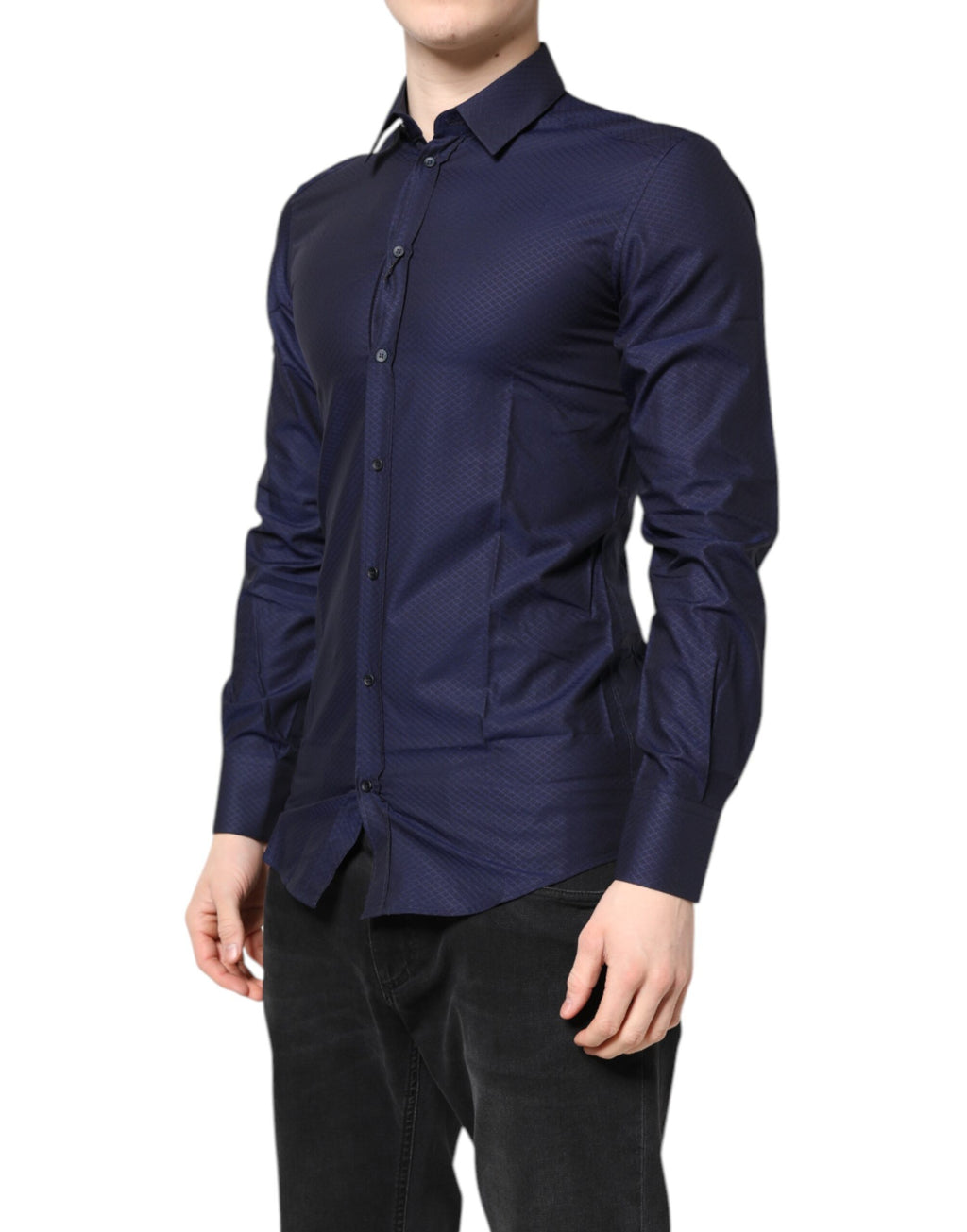 Dolce &amp; Gabbana Blau GOLD Baumwolle Langarm Herren Hemd